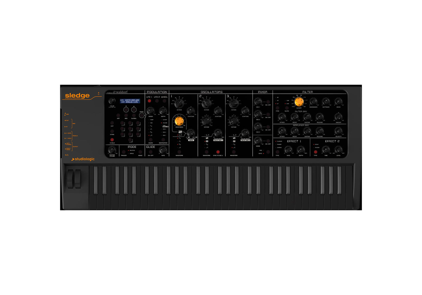 Studiologic SLEDGE-2-BLK 61-Key Professional Synthesizer - Black by Studiologic
