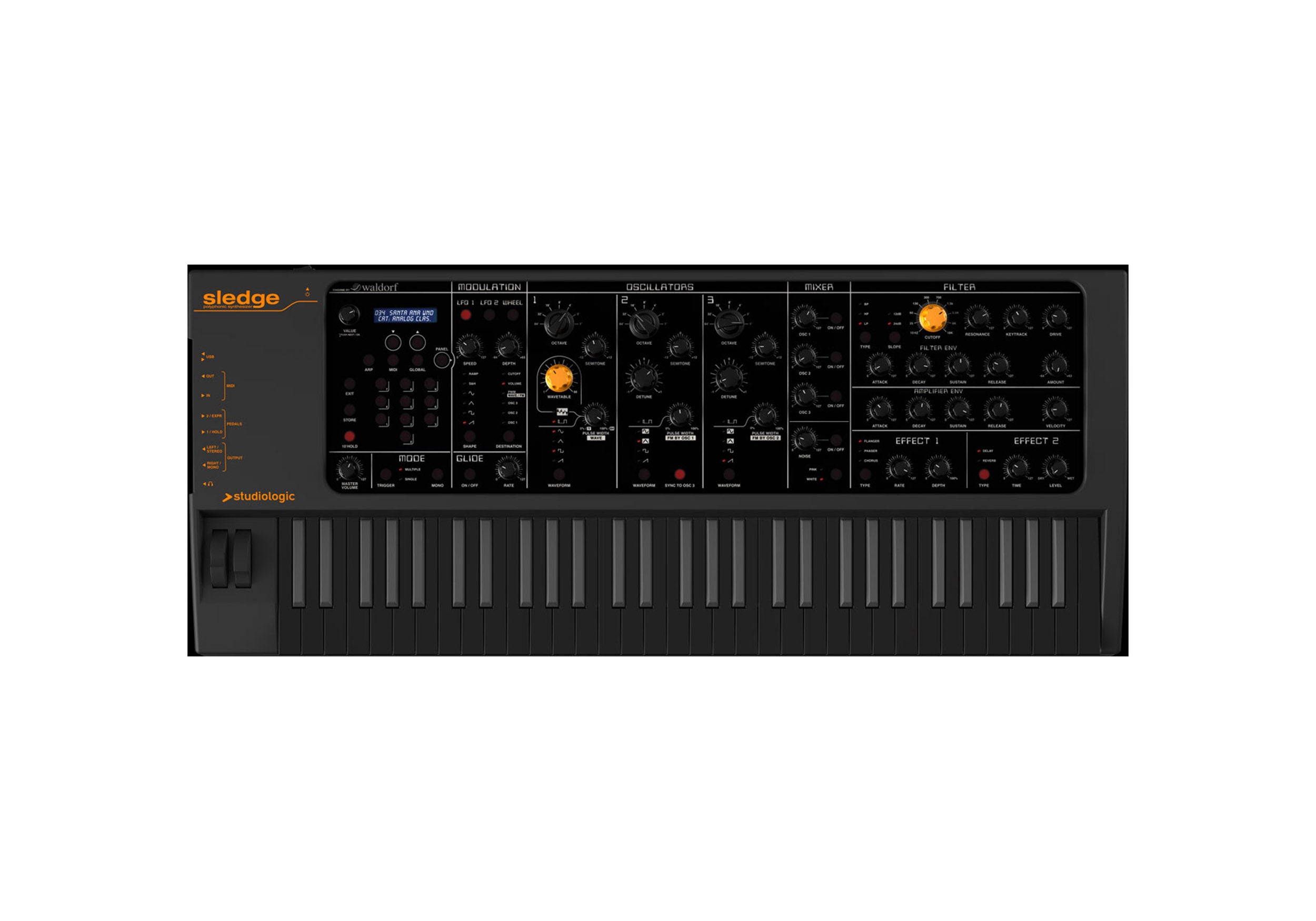 Studiologic SLEDGE-2-BLK 61-Key Professional Synthesizer - Black by Studiologic