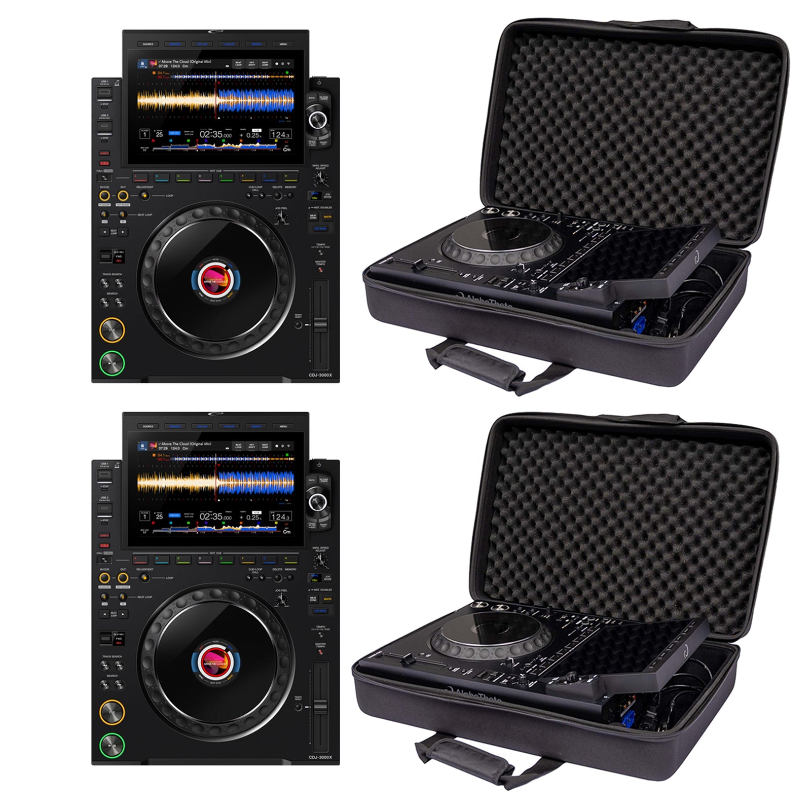 AlphaTheta CDJ-3000X DJ Media Players with Headliner HL12023 Pro-Fit Cases by AlphaTheta