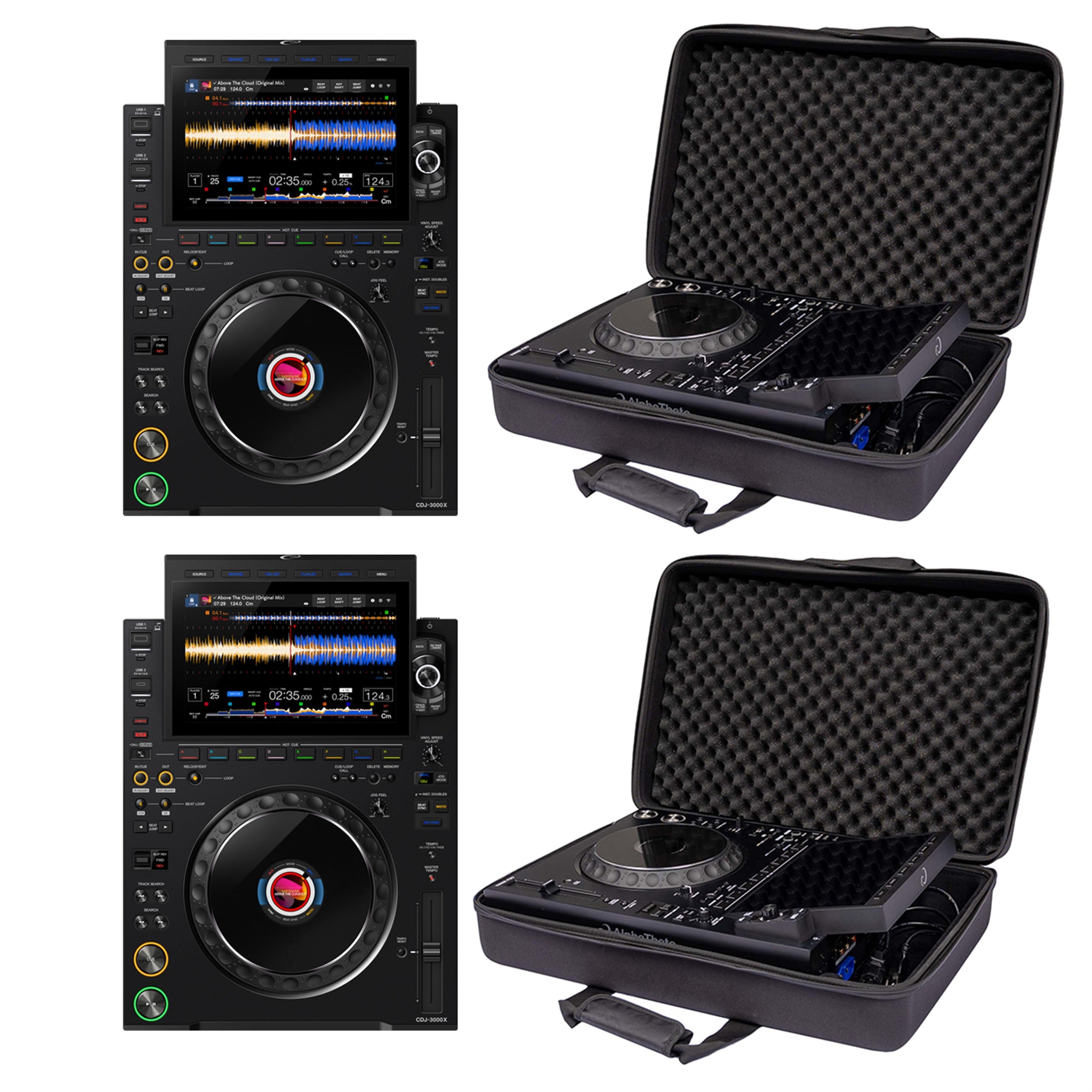AlphaTheta CDJ-3000X DJ Media Players with Headliner HL12023 Pro-Fit Cases by AlphaTheta