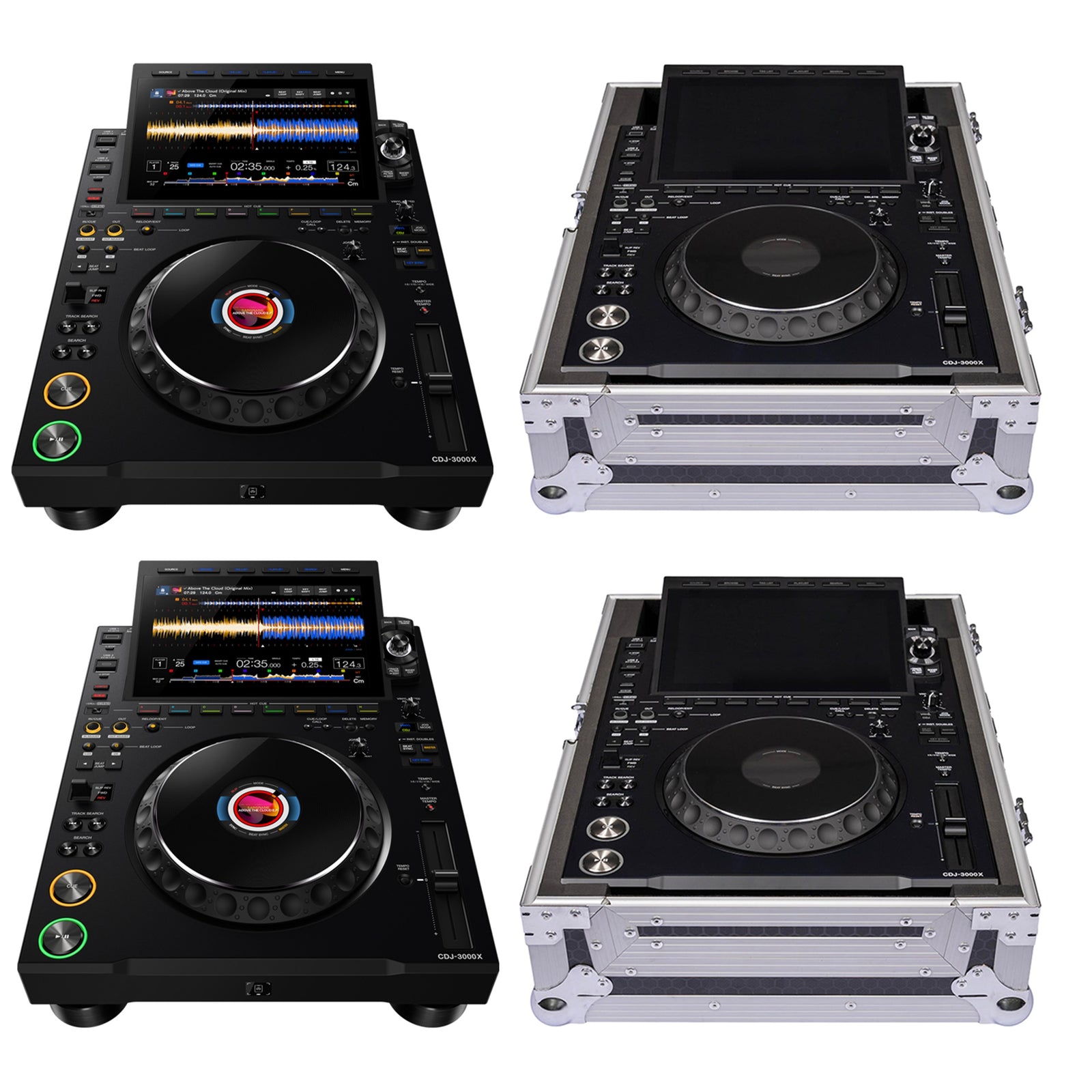 AlphaTheta CDJ-3000X DJ Media Players with Headliner HL10207 Flight Cases by AlphaTheta