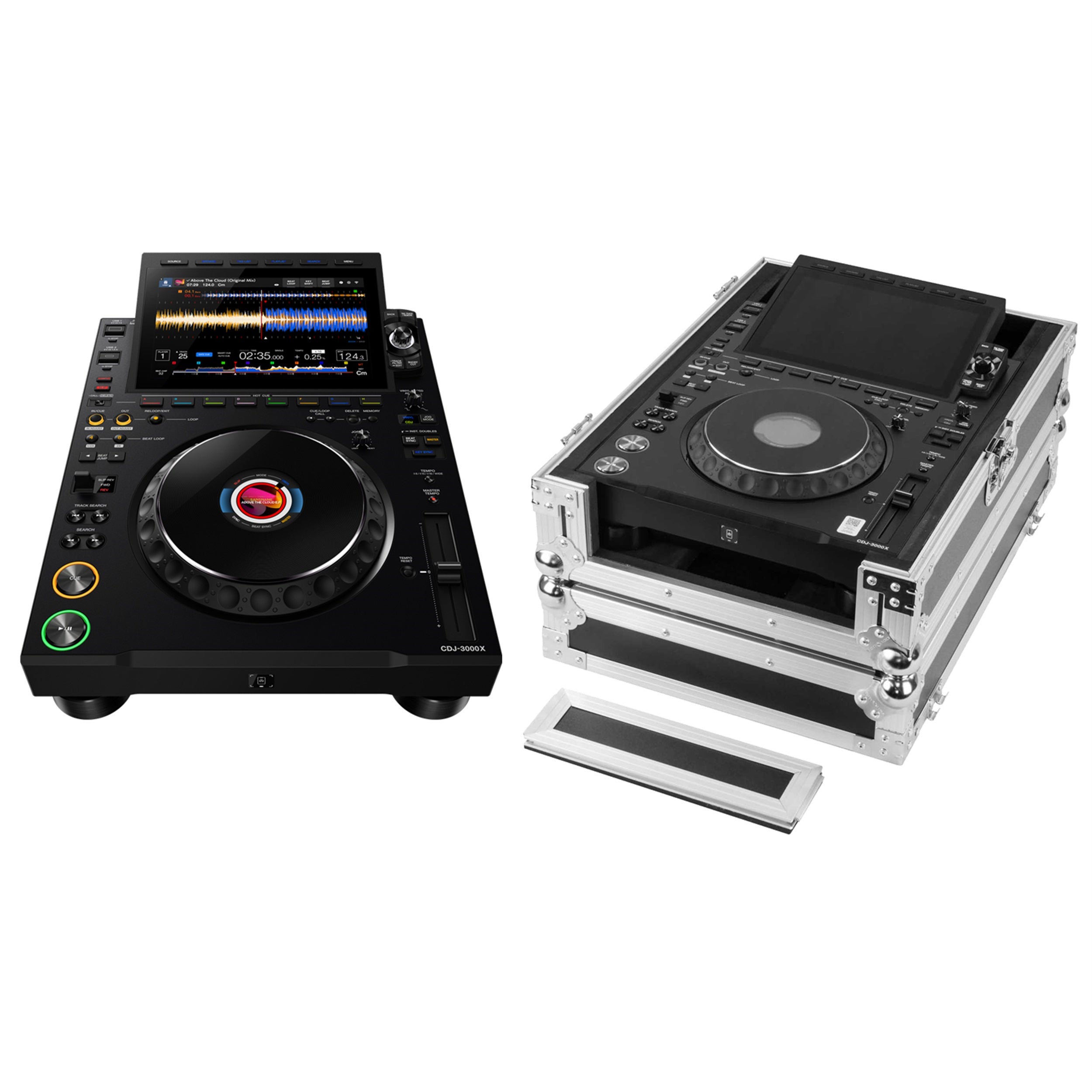 AlphaTheta CDJ-3000X DJ Media Player with Odyssey FZ3000X Black Label Flight Case by AlphaTheta