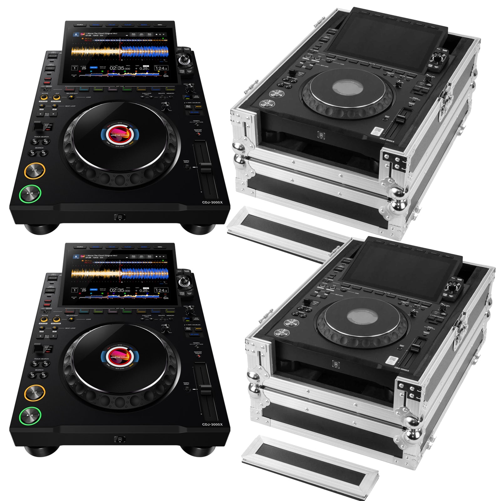 AlphaTheta CDJ-3000X DJ Media Players with Odyssey FZ3000X Black Label Flight Cases by AlphaTheta