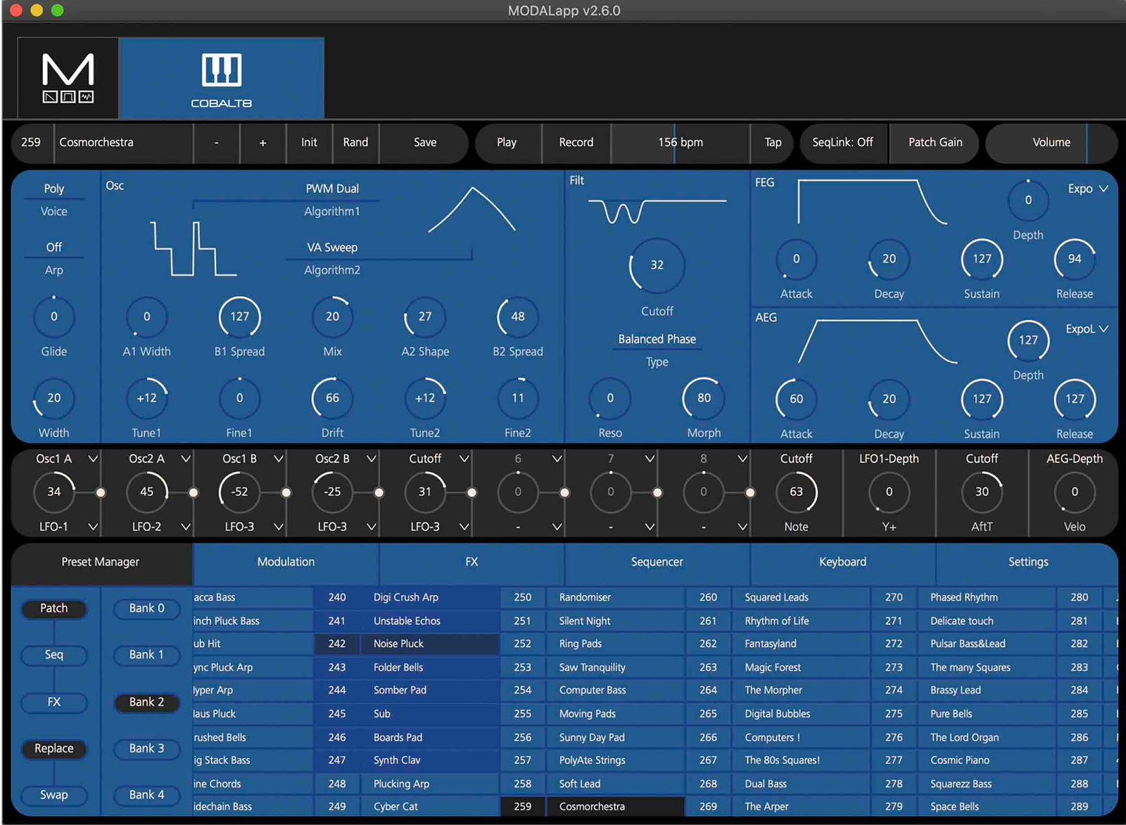 Modal COBALT8X 8-voice Extended Virtual Analog Synthesizer - 61 Key by Modal