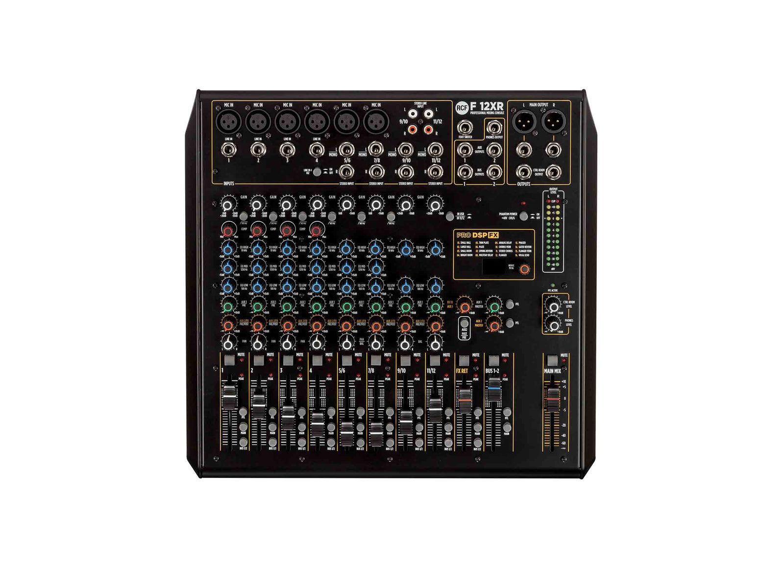 RCF F-12XR 12-Channel Mixing Console with Multi-FX and USB Recording by RCF