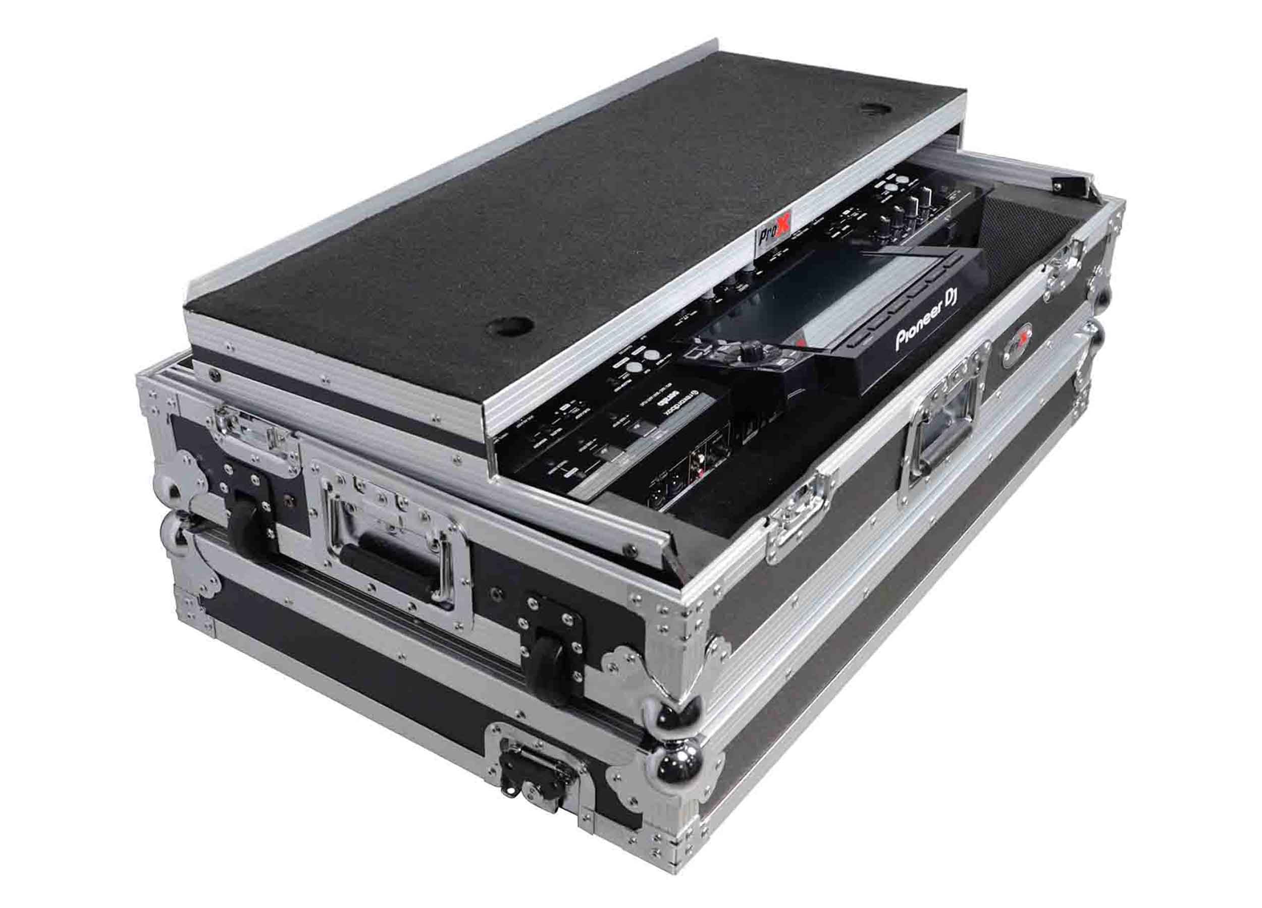 ProX XS-XDJRX3 WLT Flight Case for Pioneer XDJ-RX3, DDJ-REV5 DJ Controller with Laptop Shelf 1U Rack Space and Wheels by ProX Cases