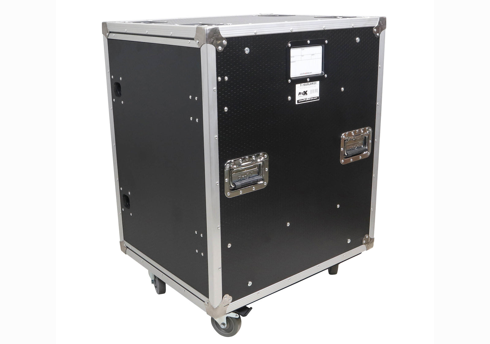 ProX T-16USLAM24, 16U 24" Deep Vertical Rack Shock Mount Case with 2 Sliding Slam Doors and 4" Caster Wheels by ProX Cases