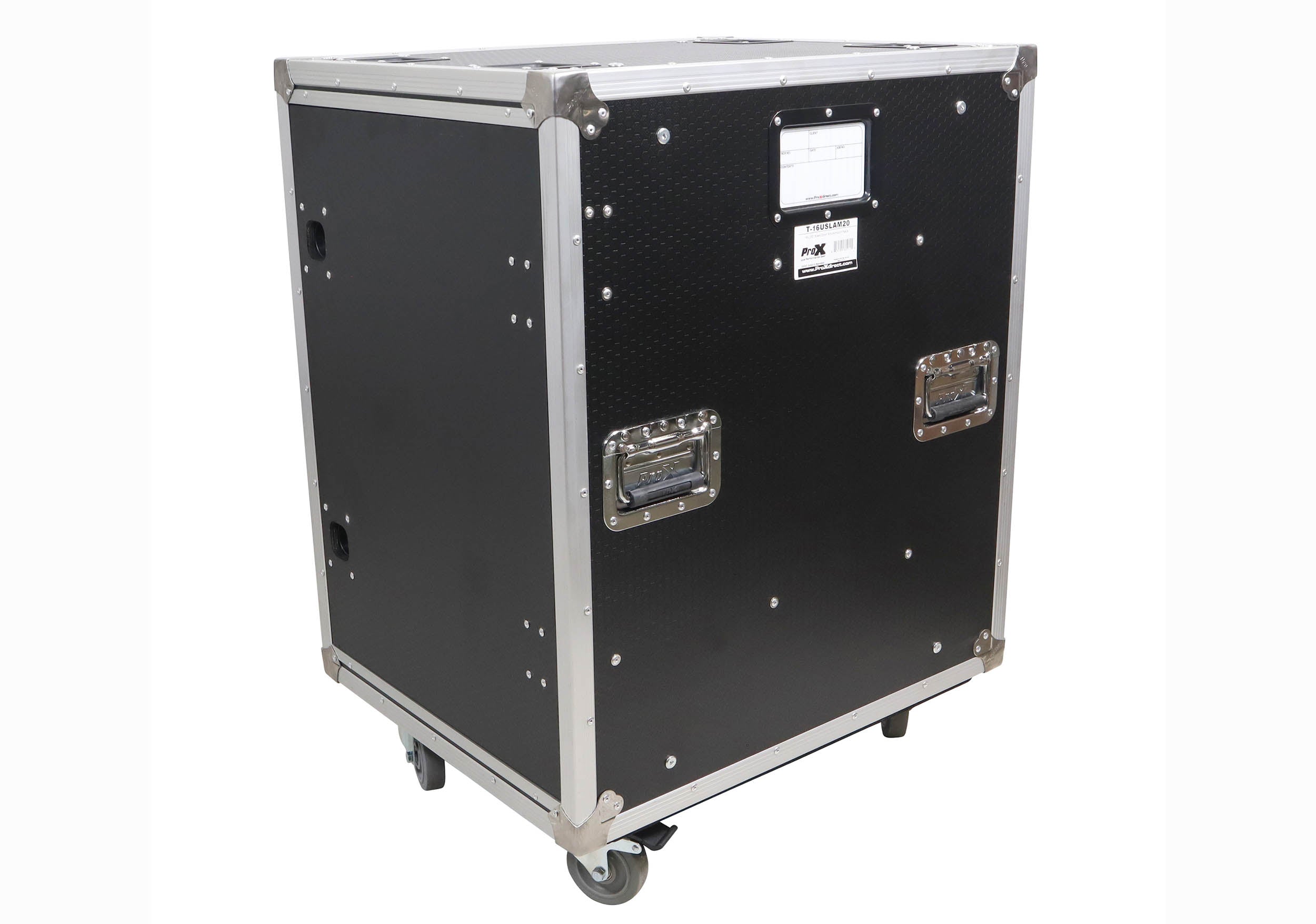 ProX T-16USLAM24, 16U 24" Deep Vertical Rack Shock Mount Case with 2 Sliding Slam Doors and 4" Caster Wheels by ProX Cases