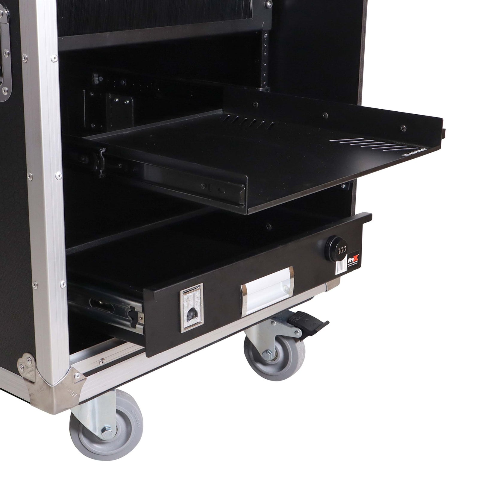 ProX T-16USLAM24, 16U 24" Deep Vertical Rack Shock Mount Case with 2 Sliding Slam Doors and 4" Caster Wheels by ProX Cases