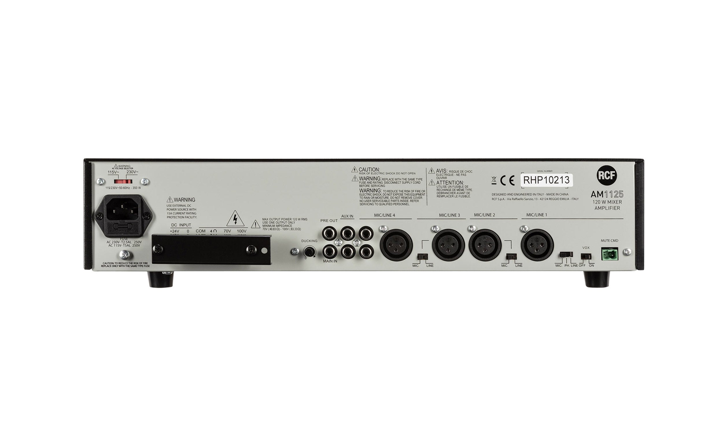 RCF AM1125, 5-Channel Digital Mixer Amplifier, 4 Ω / 70 V / 100 V - 160 W by RCF