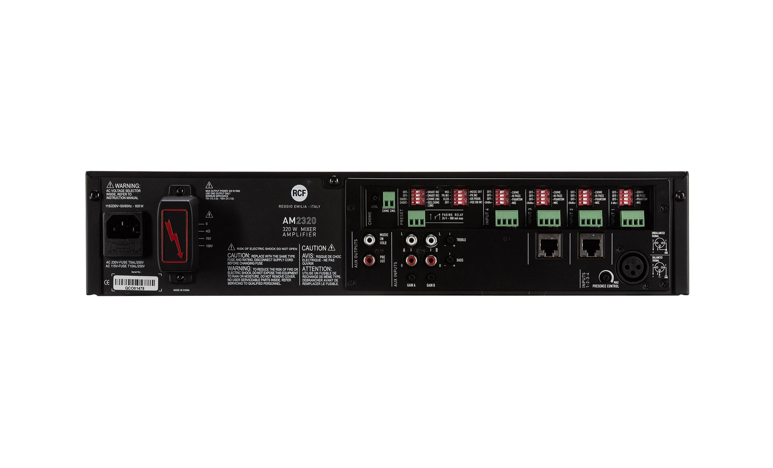 RCF AM2320 5-Input Digital Mixer/ Amplifier, 4 Ω/70/100V - 160 W by RCF