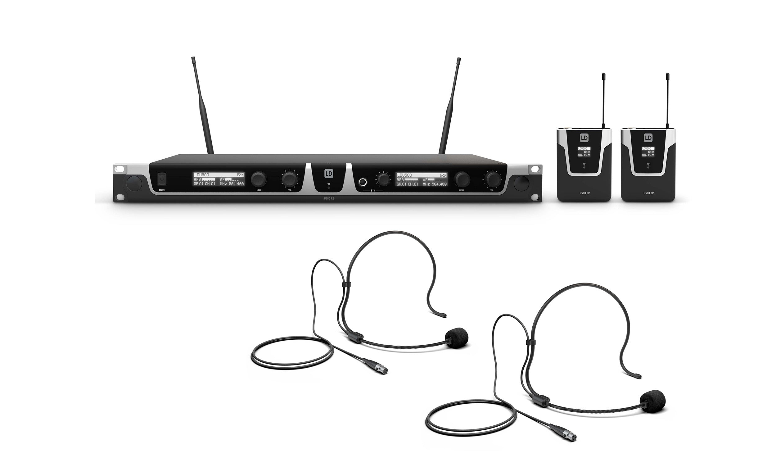 LD Systems U5051BPH2(US) Dual Wireless Microphone System with 2 x Bodypack and 2 x Headset - 512 to 542 MHz by LD Systems