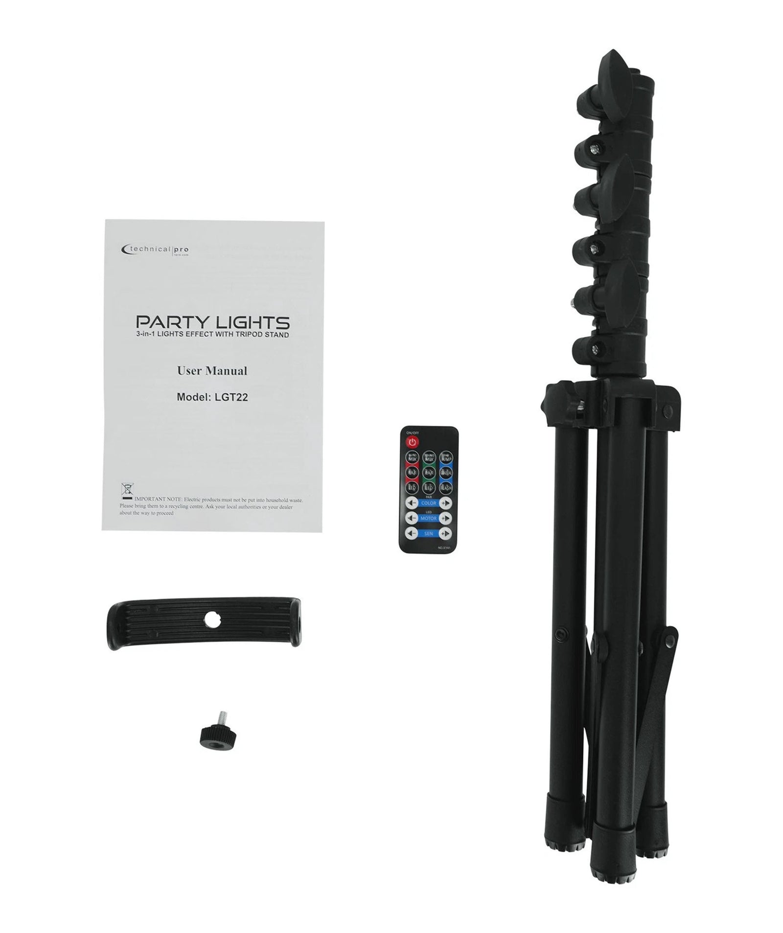 Technical Pro LGT22 DJ 3-in-1 Light Bar with Tripod Stand - Black