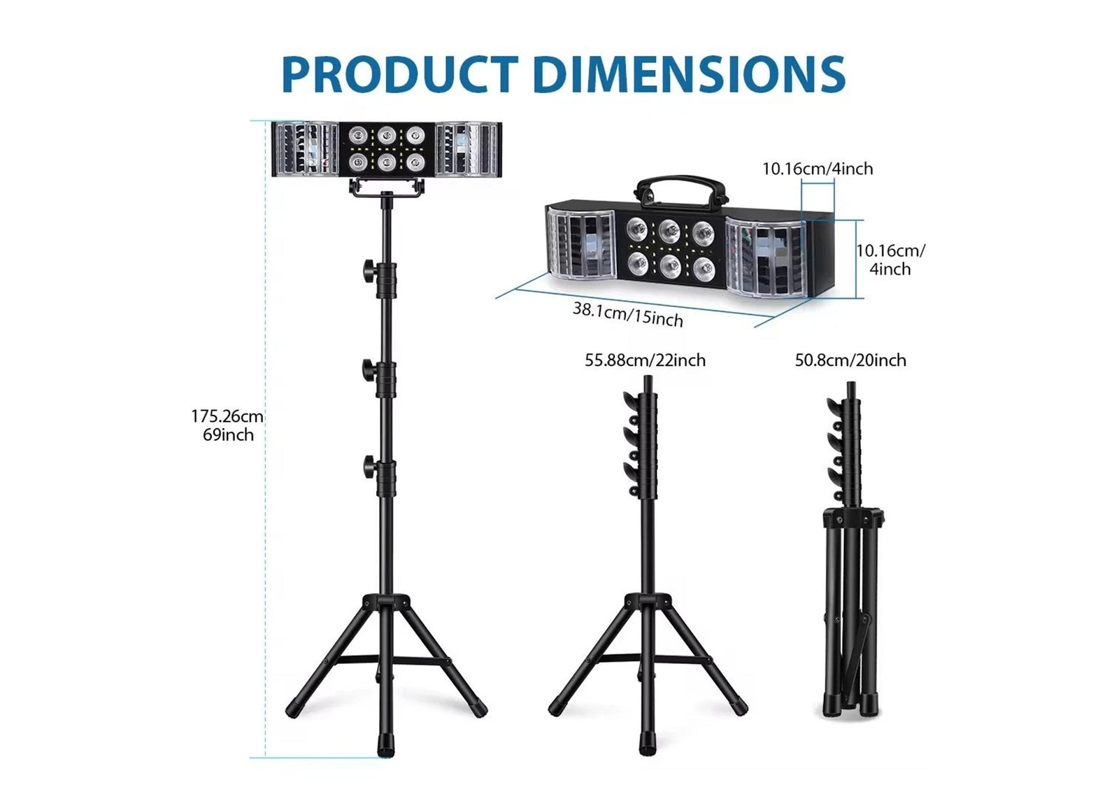 Technical Pro LGT22 DJ 3-in-1 Light Bar with Tripod Stand - Black
