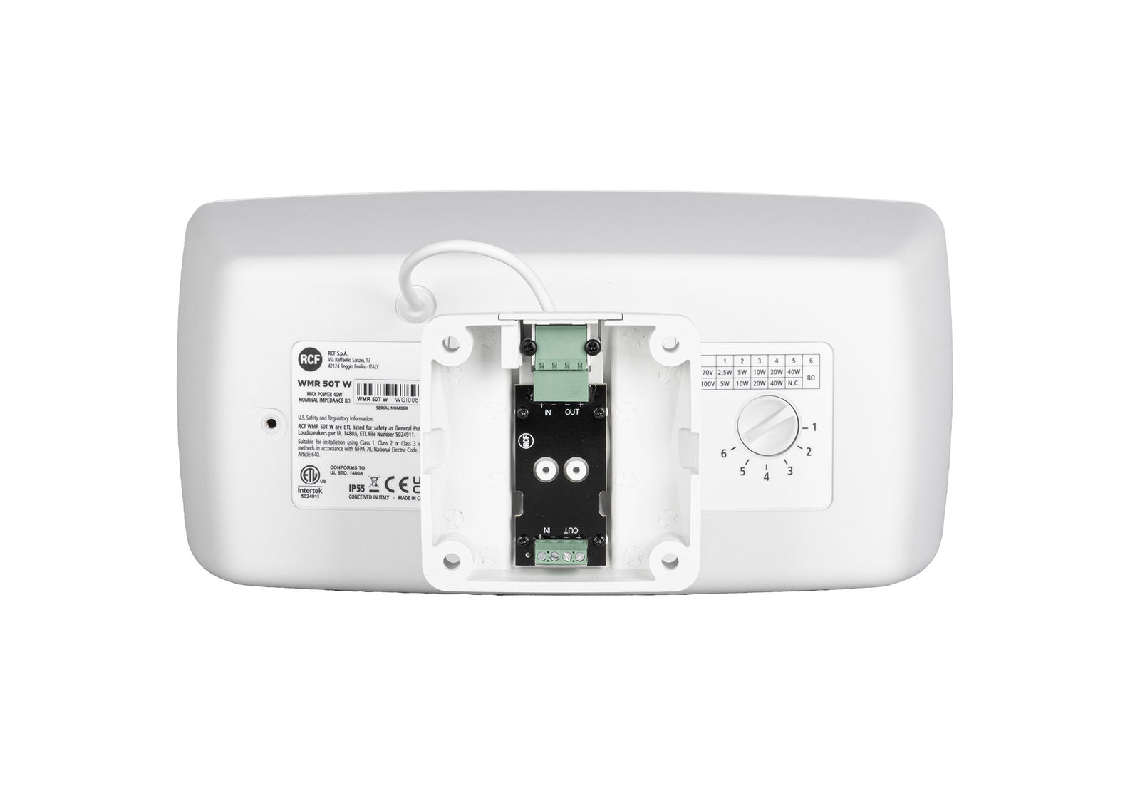 RCF WMR-50T - W 5-Inch 2-Way Wall Mount Monitor Passive Speaker with Transformer White 8 Ω, 70/100V - 160W by RCF