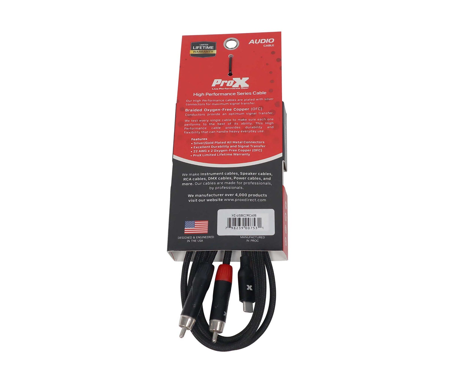 ProX XC-USBC2RCA06 USB-C to Dual RCA Audio Cable - 6 Feet by ProX Cases