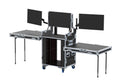 Santosom XSM-AV16UW OPTO FC Regie PRO-3A Workstation System with 16U Rack Space, Dual Side Tables & Triple Monitor Setup by Santosom