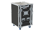 Santosom XSM-AV16UW OPTO FC Regie PRO-3A Workstation System with 16U Rack Space, Dual Side Tables & Triple Monitor Setup by Santosom