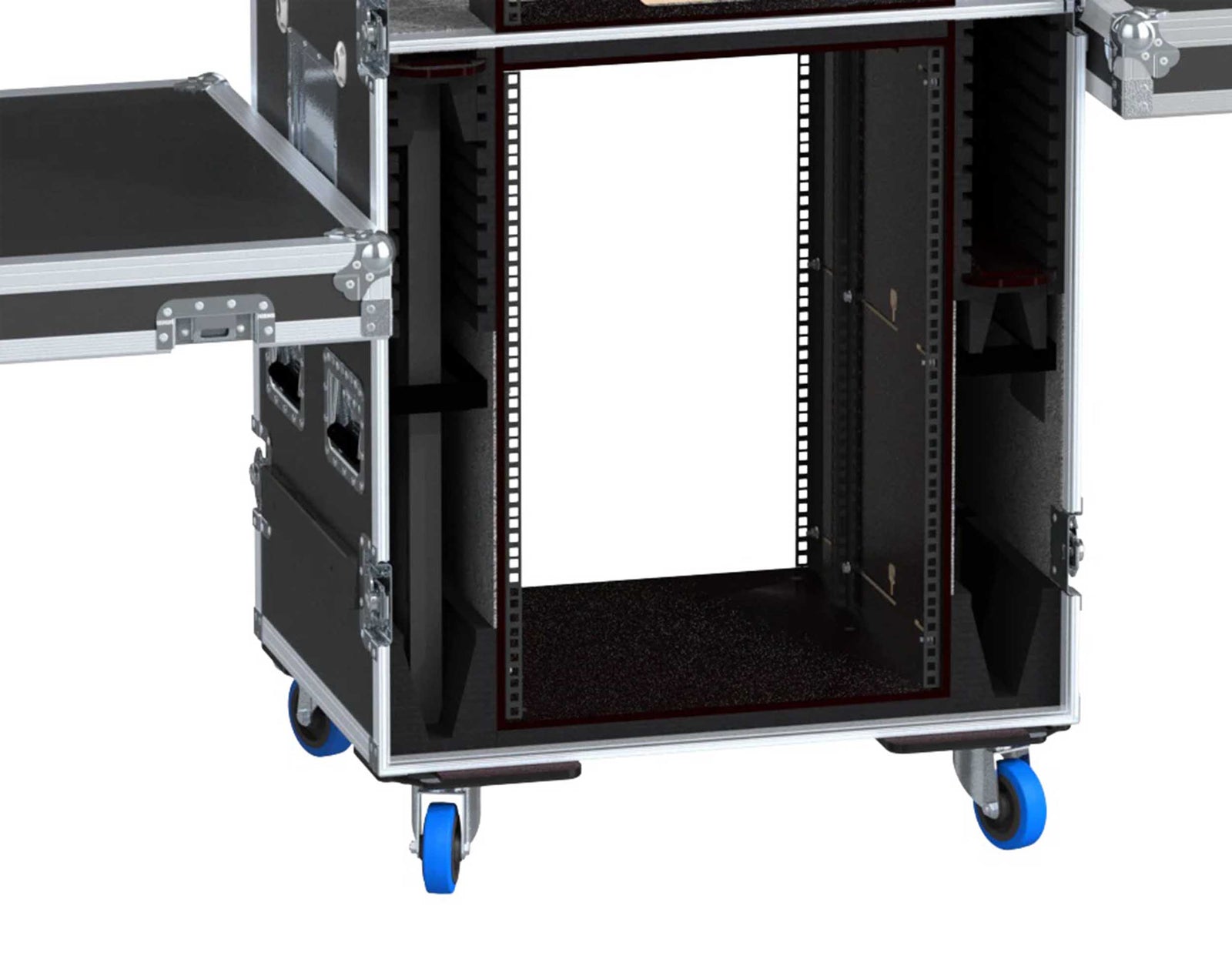 Santosom XSM-AV16UW OPTO FC Regie PRO-3A Workstation System with 16U Rack Space, Dual Side Tables & Triple Monitor Setup by Santosom