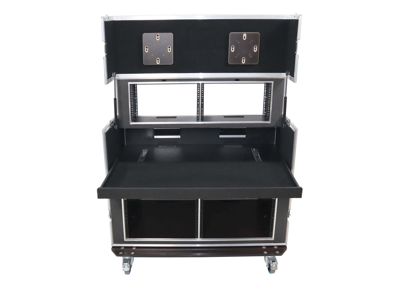 Santosom XSM-AVPRO 2X9U 2X6U Video Controller Flight Case for 2x 24" Monitors and 9U/6U Rack by Santosom