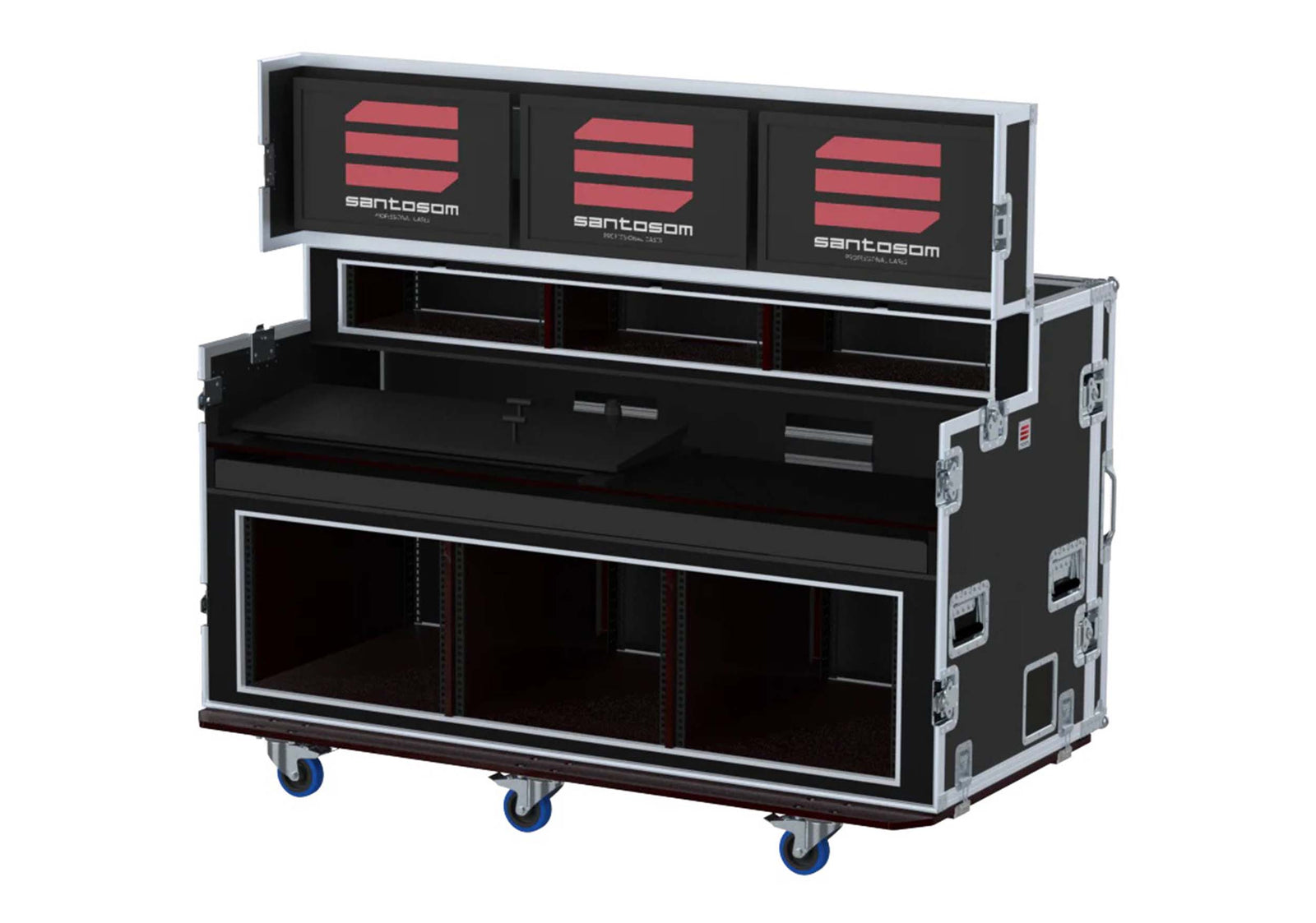 Santosom XSM-AVTRITC1 3X8U 3X3U Flight Case for Tricaster TC1, 3 Screens 3U and  8U Rack Integration by Santosom