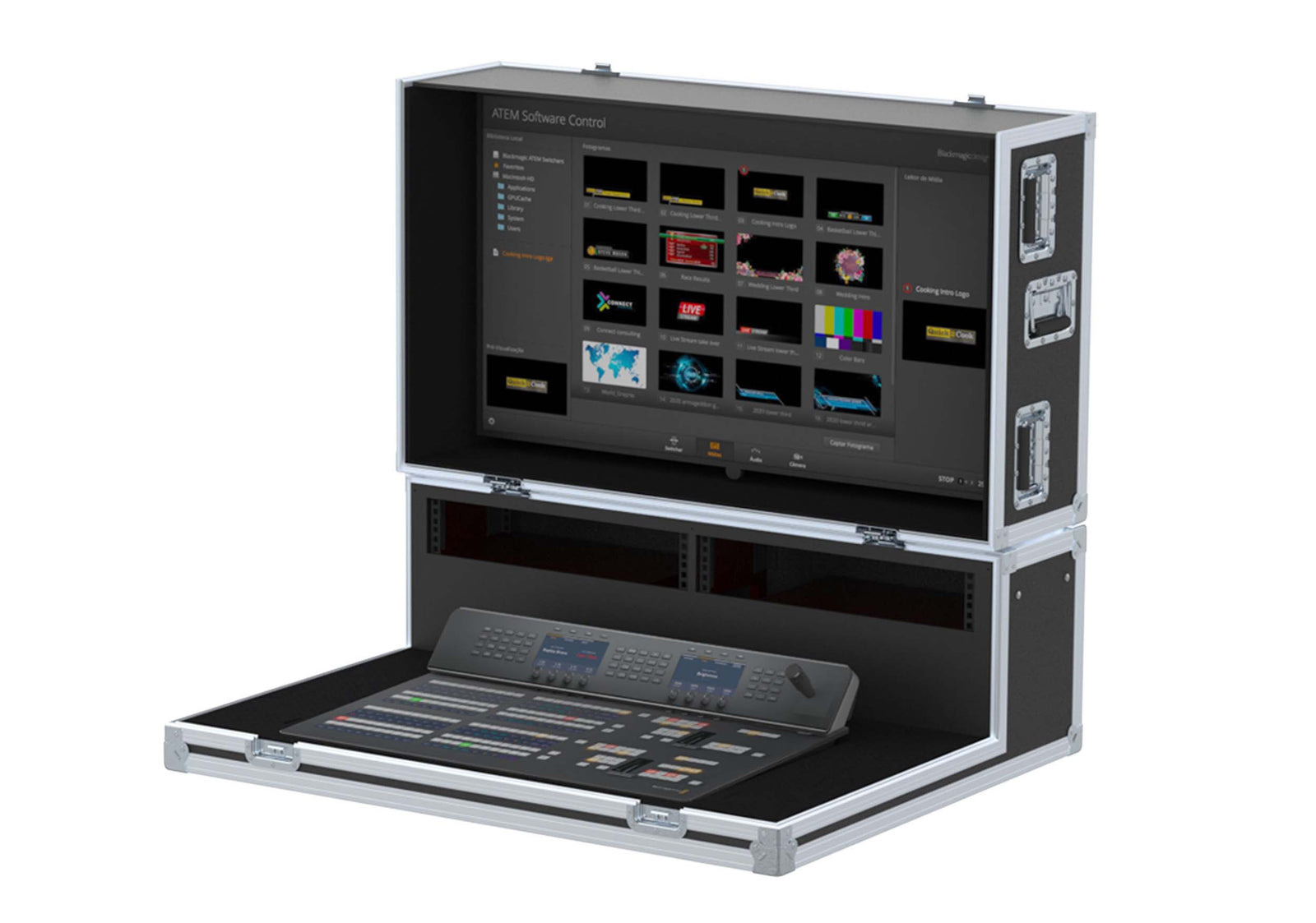 Santosom XSM-AVATEM2ME2X2UW Professional Flight Case for Blackmagic ATEM 2 M/E and Monitor by Santosom