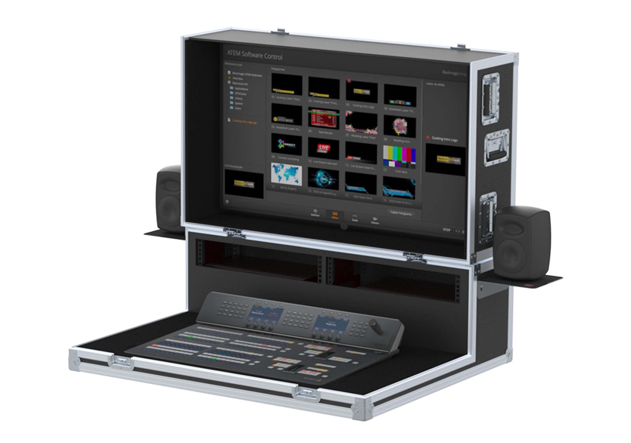 Santosom XSM-AVATEM2ME2X2UW Professional Flight Case for Blackmagic ATEM 2 M/E and Monitor by Santosom