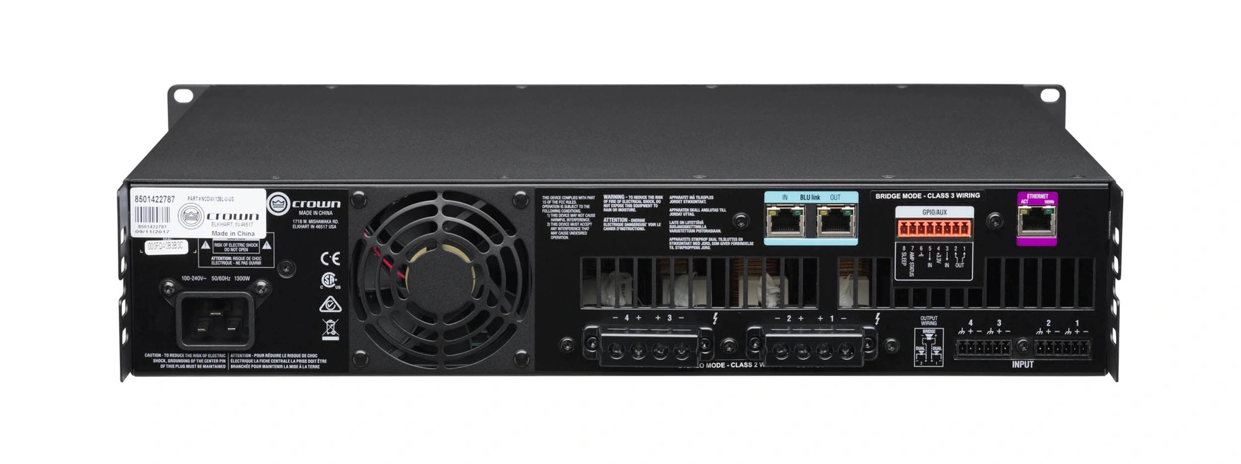 Crown CDI4X1200BL 4-Channel Drive Core Series Power Amplifier with BLU link - 1200 Watt by Crown