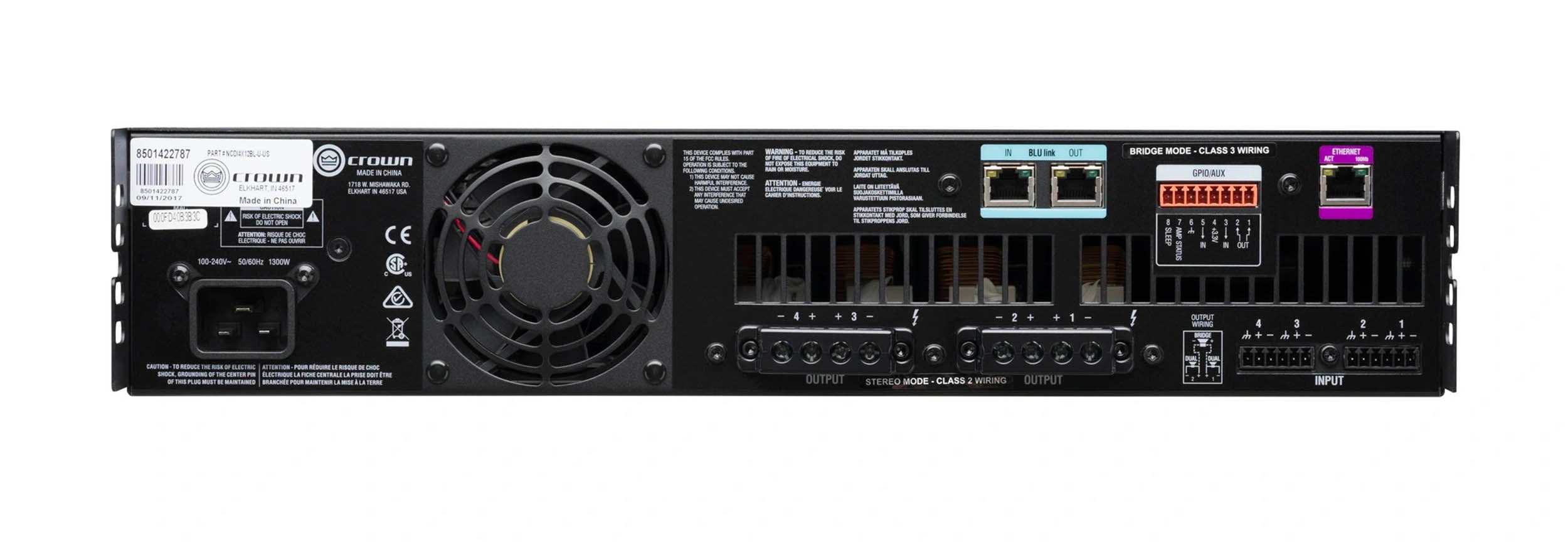 Crown CDI4X1200BL 4-Channel Drive Core Series Power Amplifier with BLU link - 1200 Watt by Crown