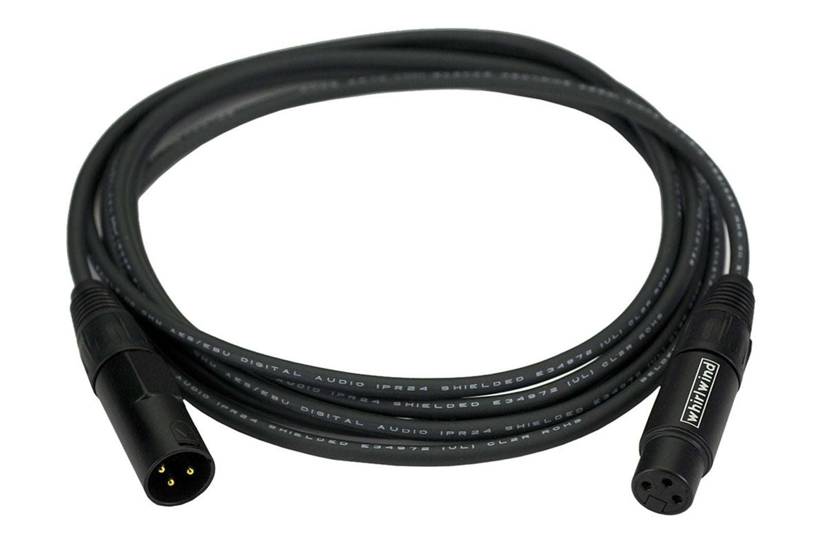 Whirlwind DKF25BK XLR Female to XLR Male AES/EBU Cable with Gold Contacts Black - 25 Feet by Whirlwind