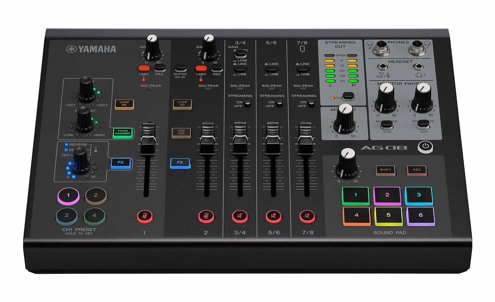 Yamaha AG08 B 8-Channel Streaming Mixer for Mac/PC - Black by Yamaha