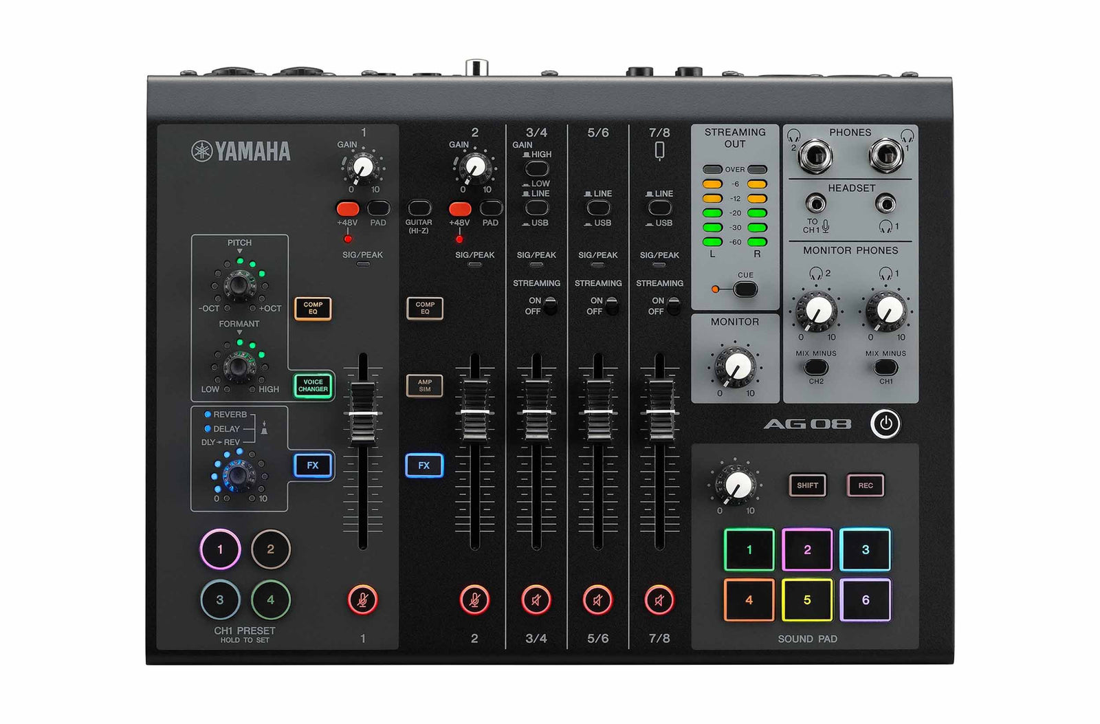 Yamaha AG08 B 8-Channel Streaming Mixer for Mac/PC - Black by Yamaha