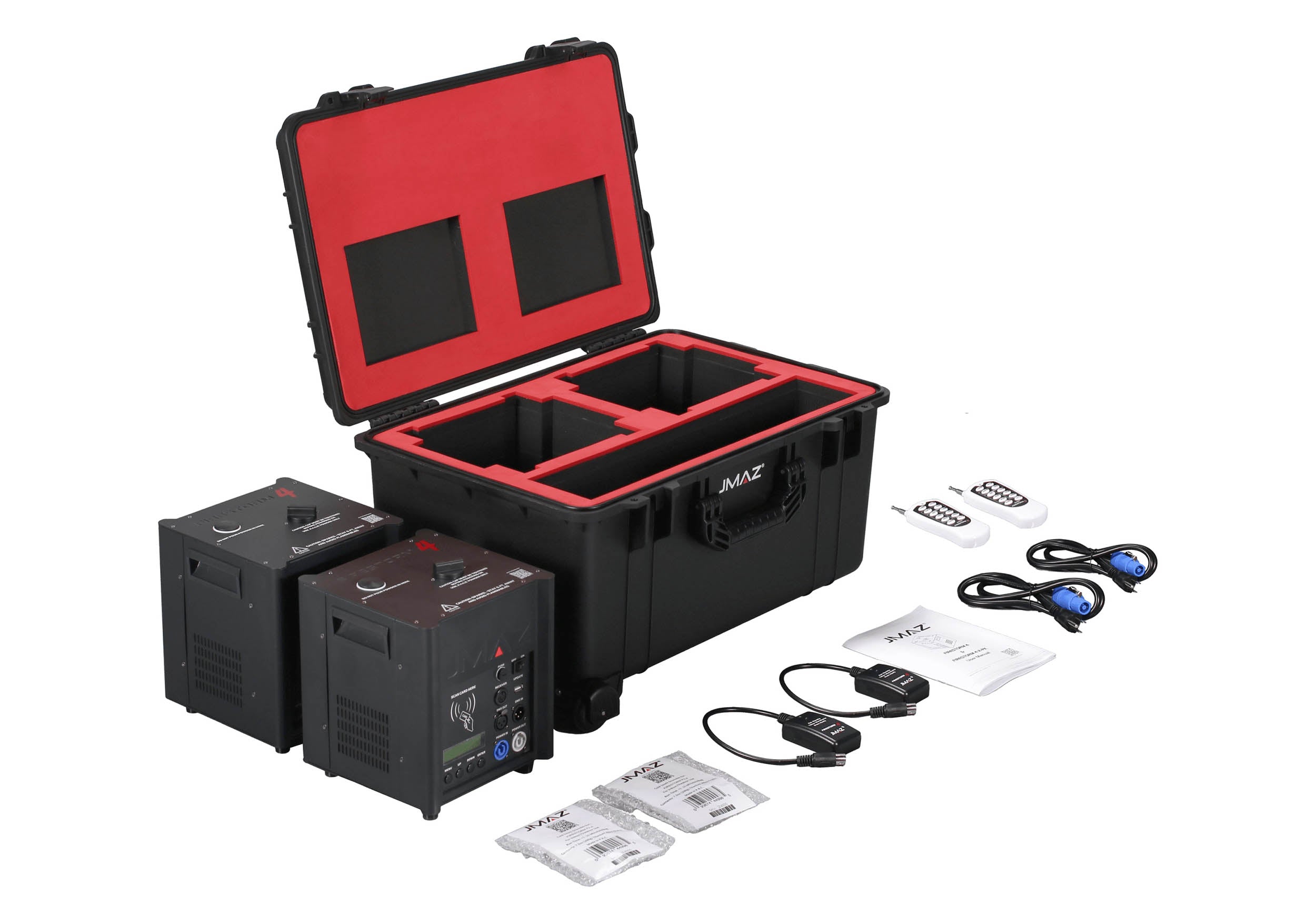JMAZ JZ4014 Firestorm 4 Dual Cold Spark Machines with Rolling Case