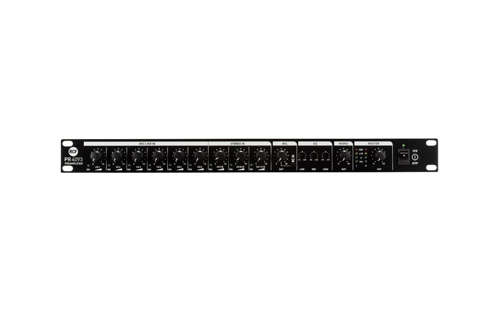 RCF PR 4093  Professional Preamplifier With 9-Inputs and 3-Outputs - Black by RCF