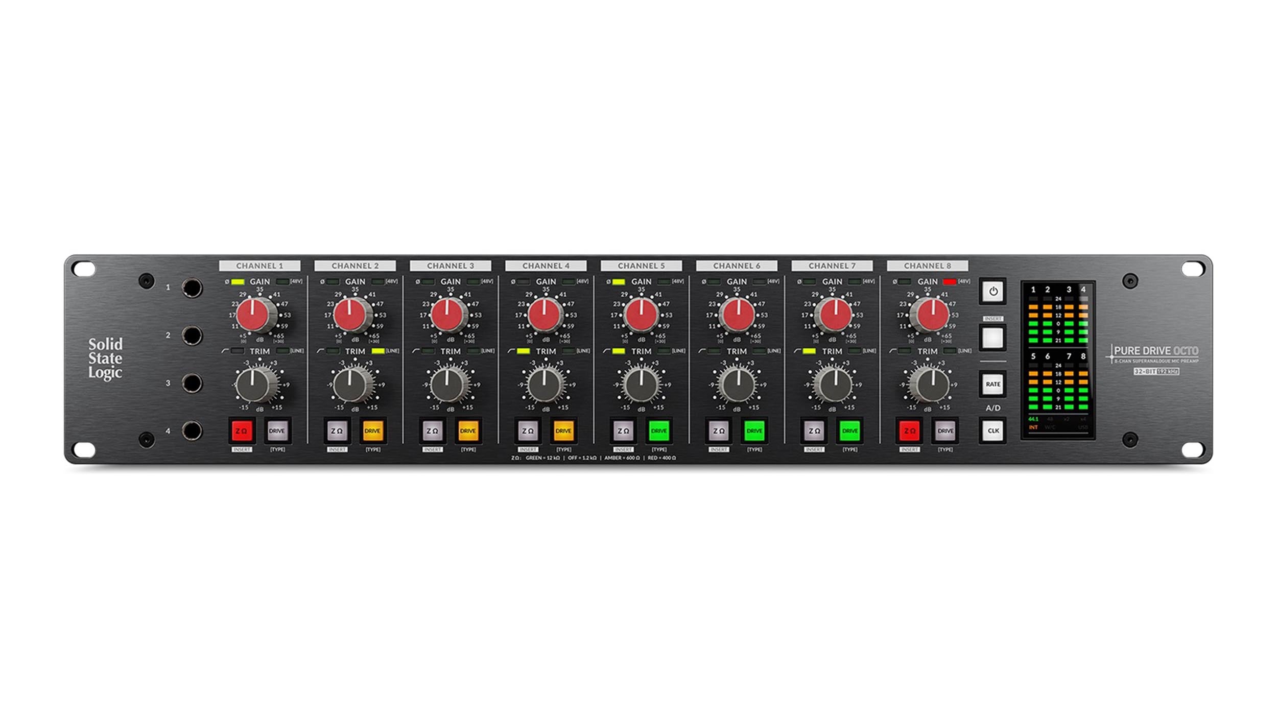 Solid State Logic PURE DRIVE OCTO Microphone Preamplifier with Triple Drive Modes by SSL