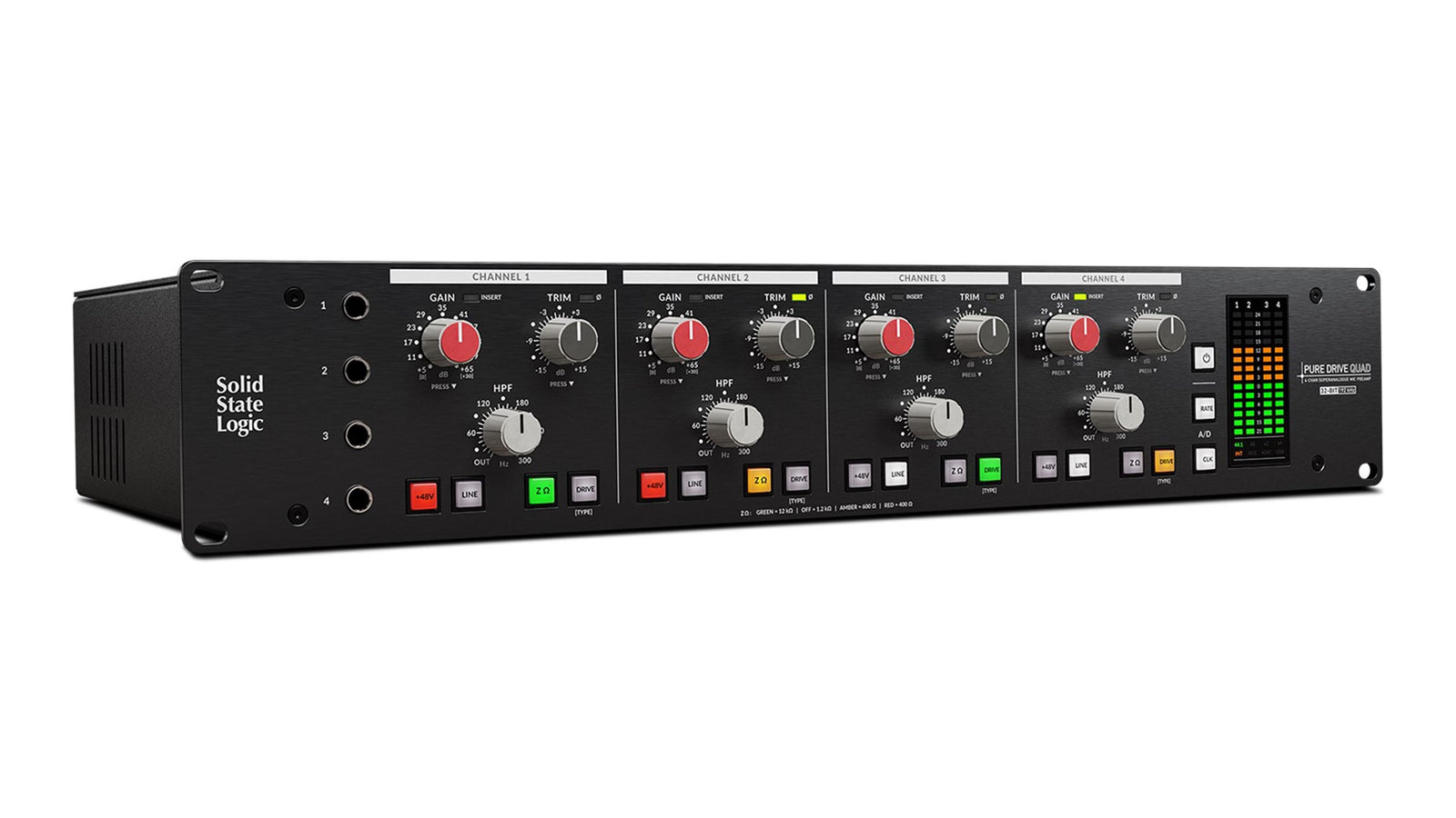 Solid State Logic PURE DRIVE QUAD 4-Channel Microphone Preamplifier with Triple Drive Modes by SSL