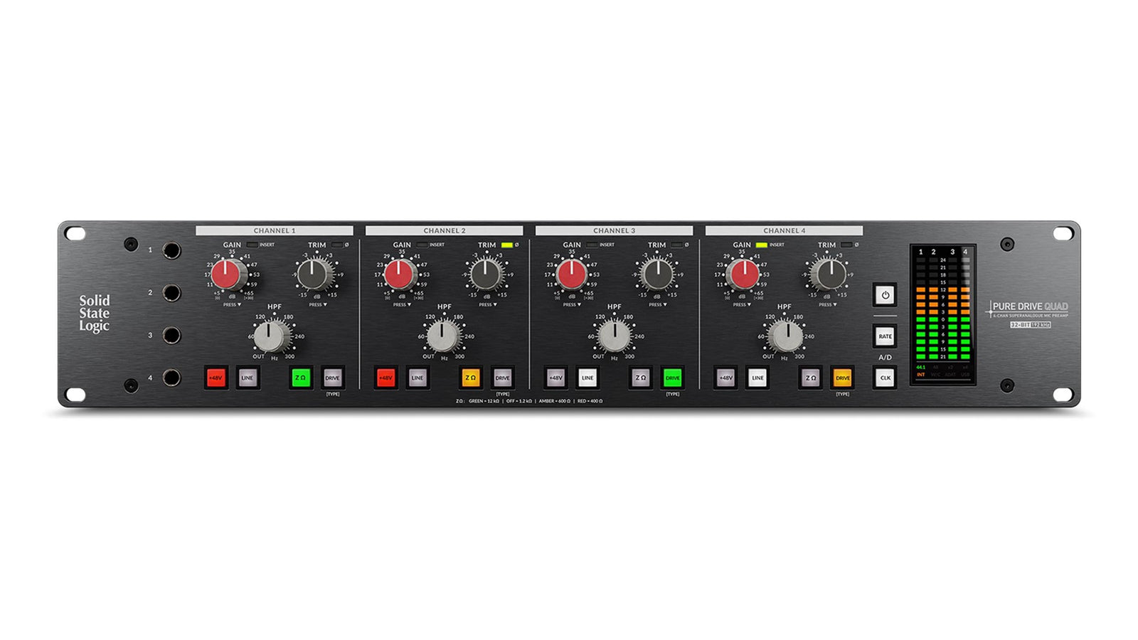 Solid State Logic PURE DRIVE QUAD 4-Channel Microphone Preamplifier with Triple Drive Modes by SSL