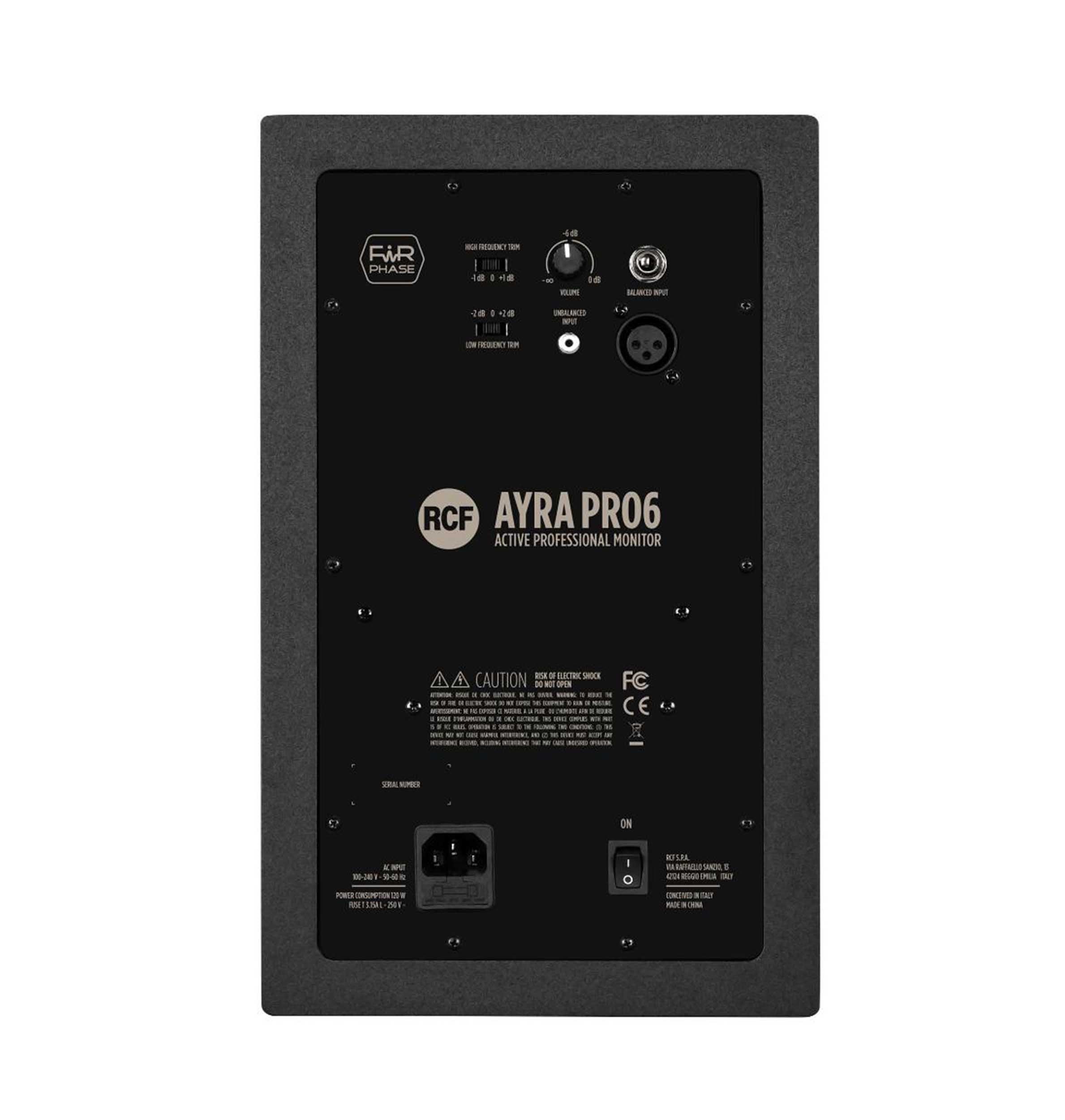 RCF AYRA PRO6 Professional Active Two-Way Studio Monitor with 6.5-Inch Woofer - Black by RCF