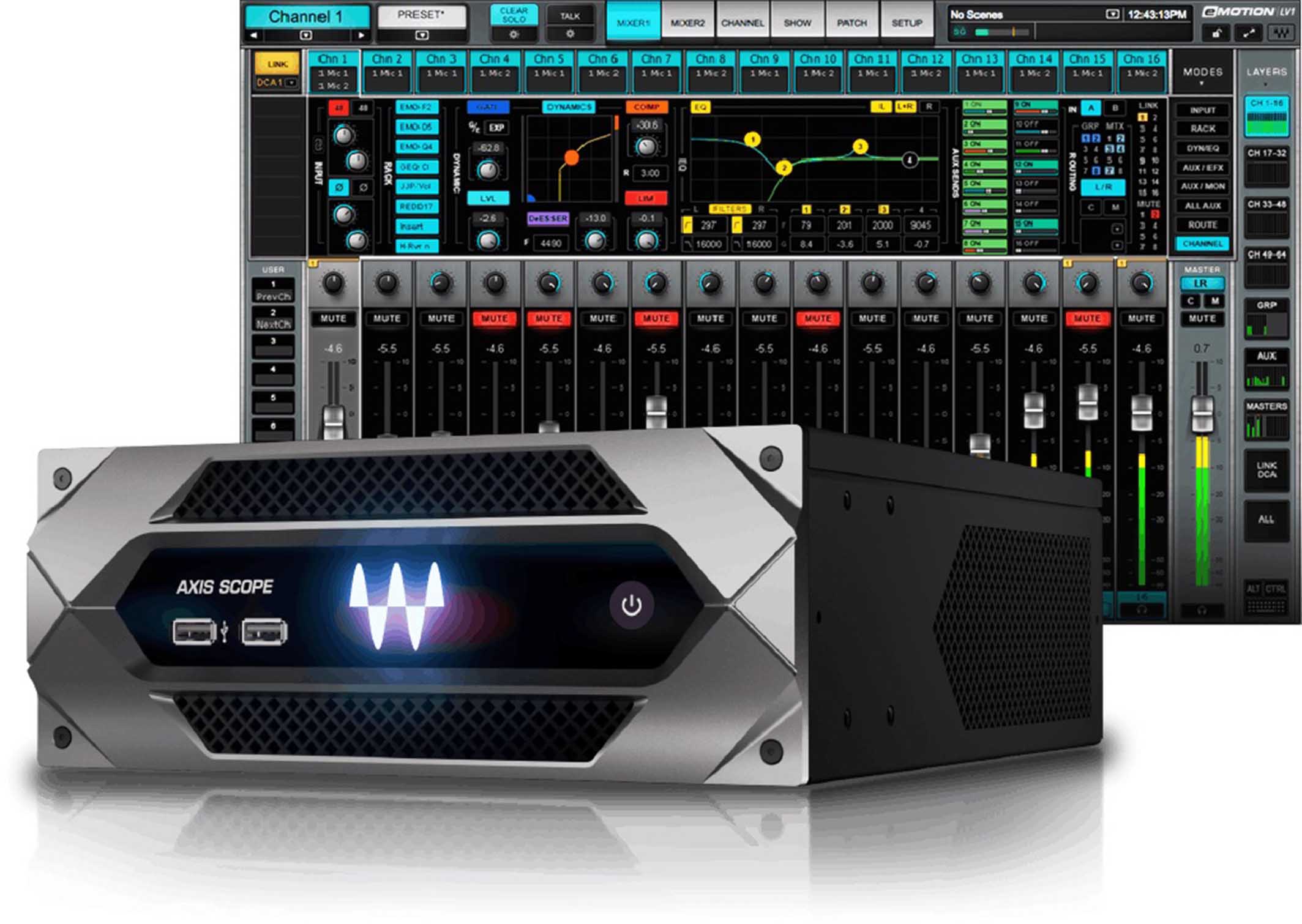 Waves CMBAXISLV64 eMotion LV1 64-Channel Mixer with Axis Scope SoundGrid System by Waves