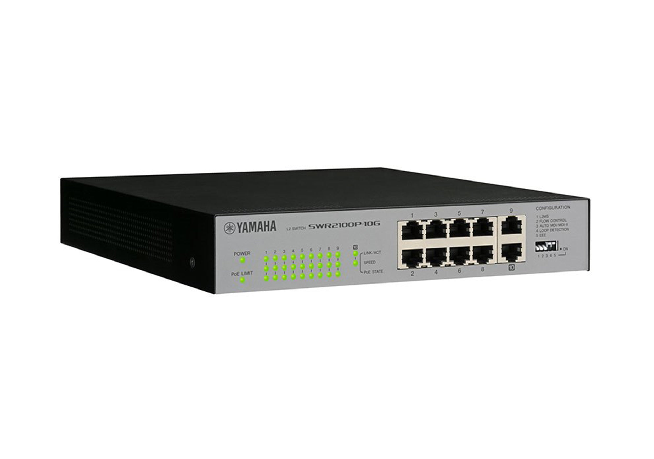 Yamaha SWR2100P-10G 10-Port L2 Network Switch with PoE for Dante Audio by Yamaha