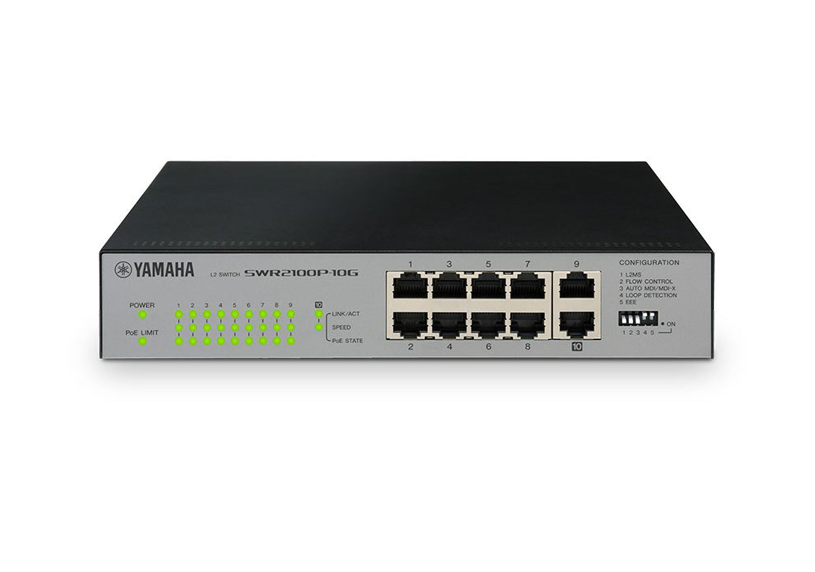 Yamaha SWR2100P-10G 10-Port L2 Network Switch with PoE for Dante Audio by Yamaha