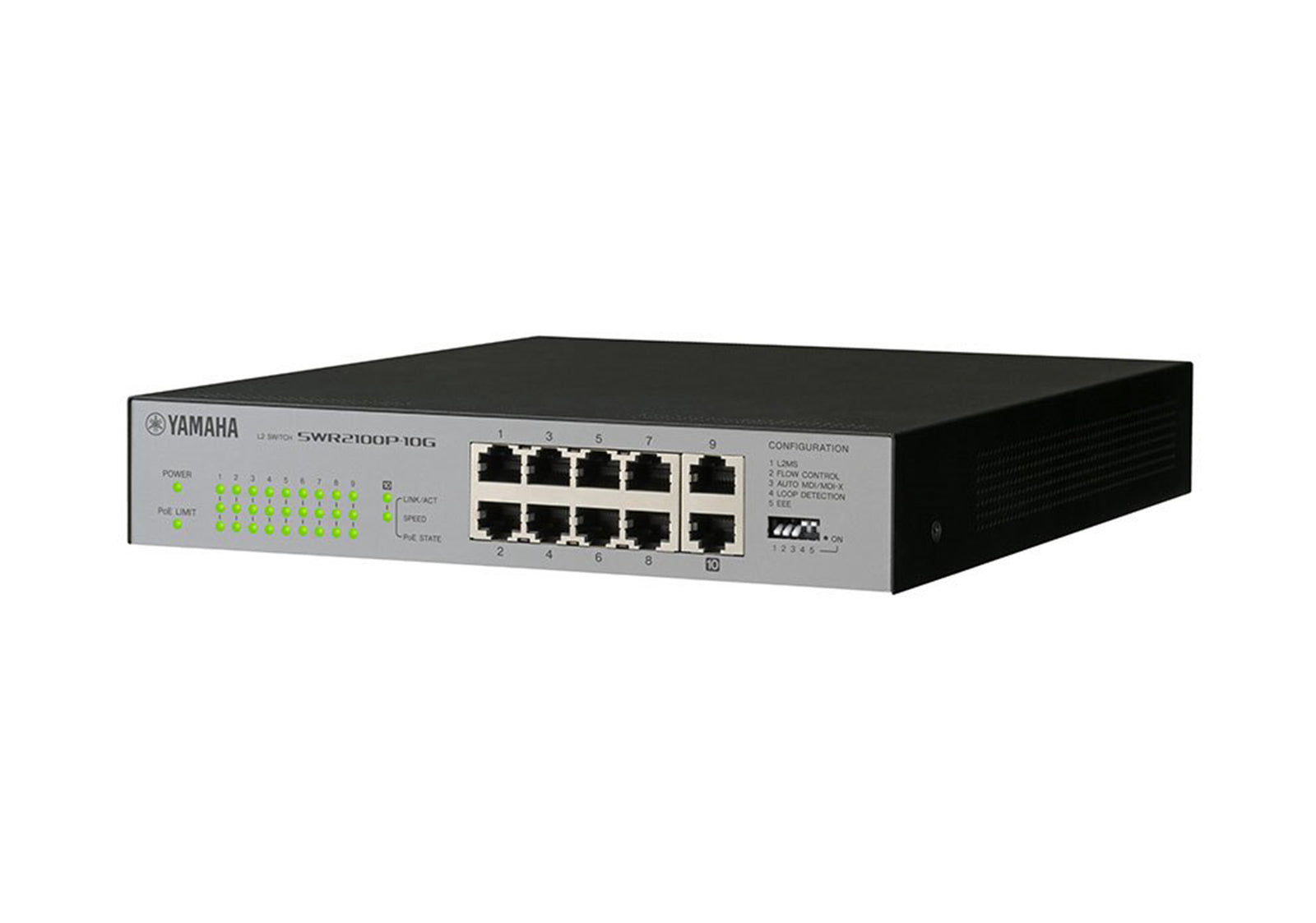 Yamaha SWR2100P-10G 10-Port L2 Network Switch with PoE for Dante Audio by Yamaha