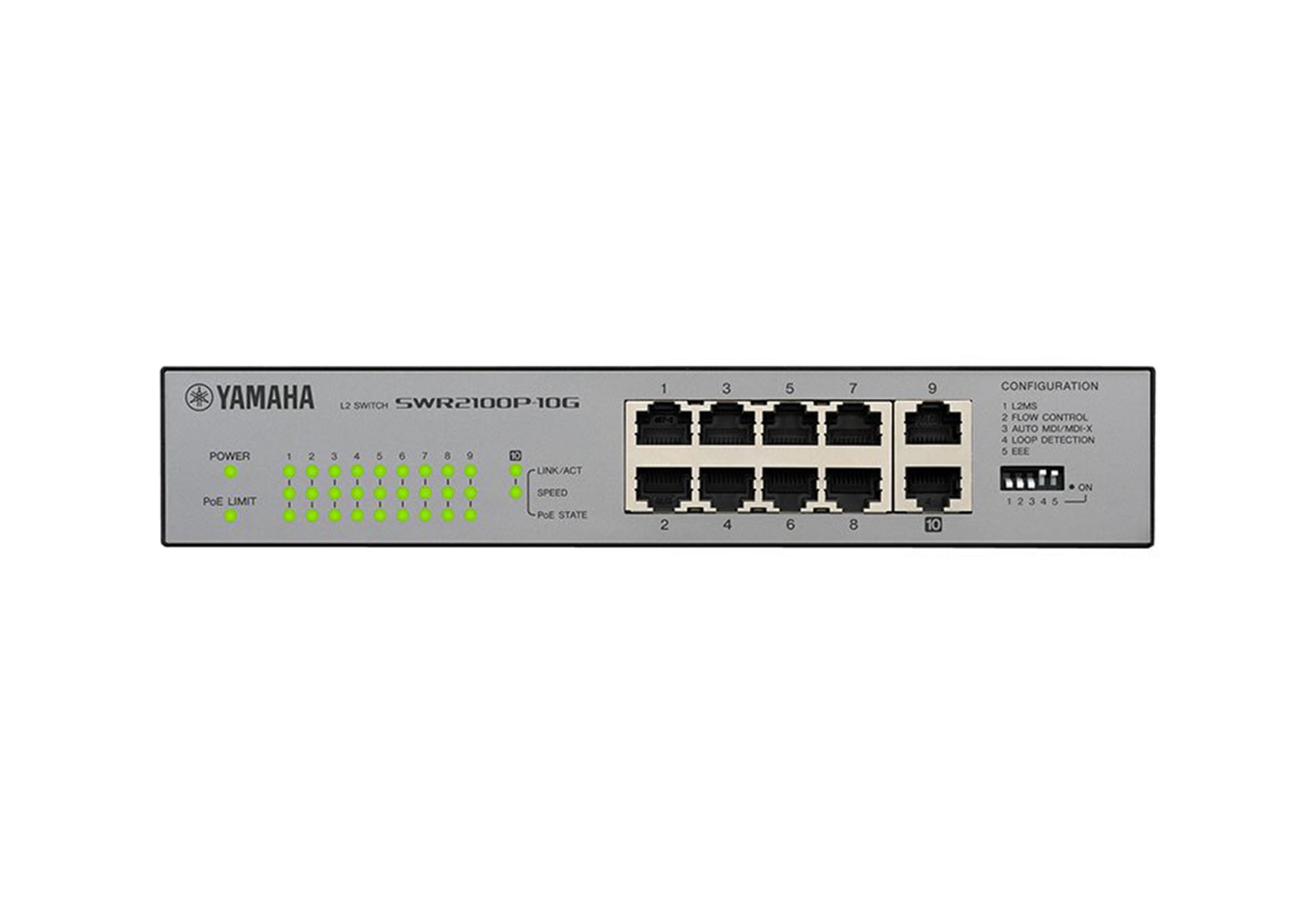 Yamaha SWR2100P-10G 10-Port L2 Network Switch with PoE for Dante Audio by Yamaha