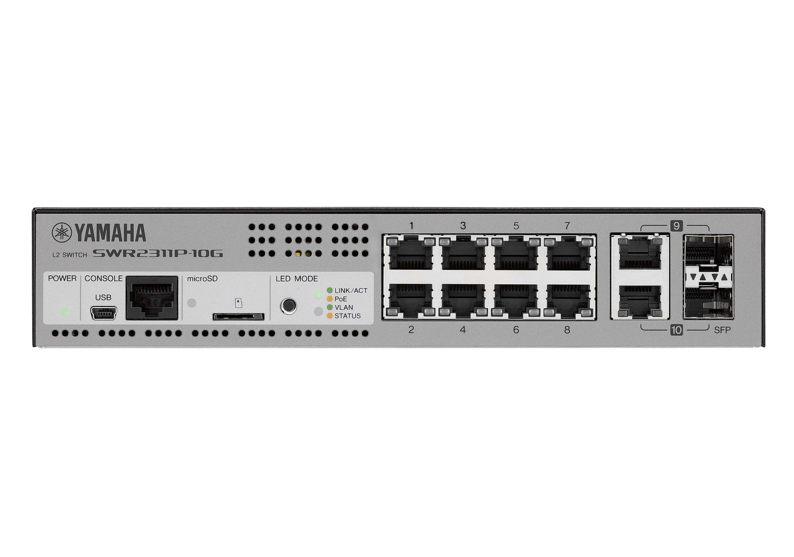 Yamaha SWR2311P-10G 10-Port Gigabit Managed Dante Switch with PoE+ by Yamaha