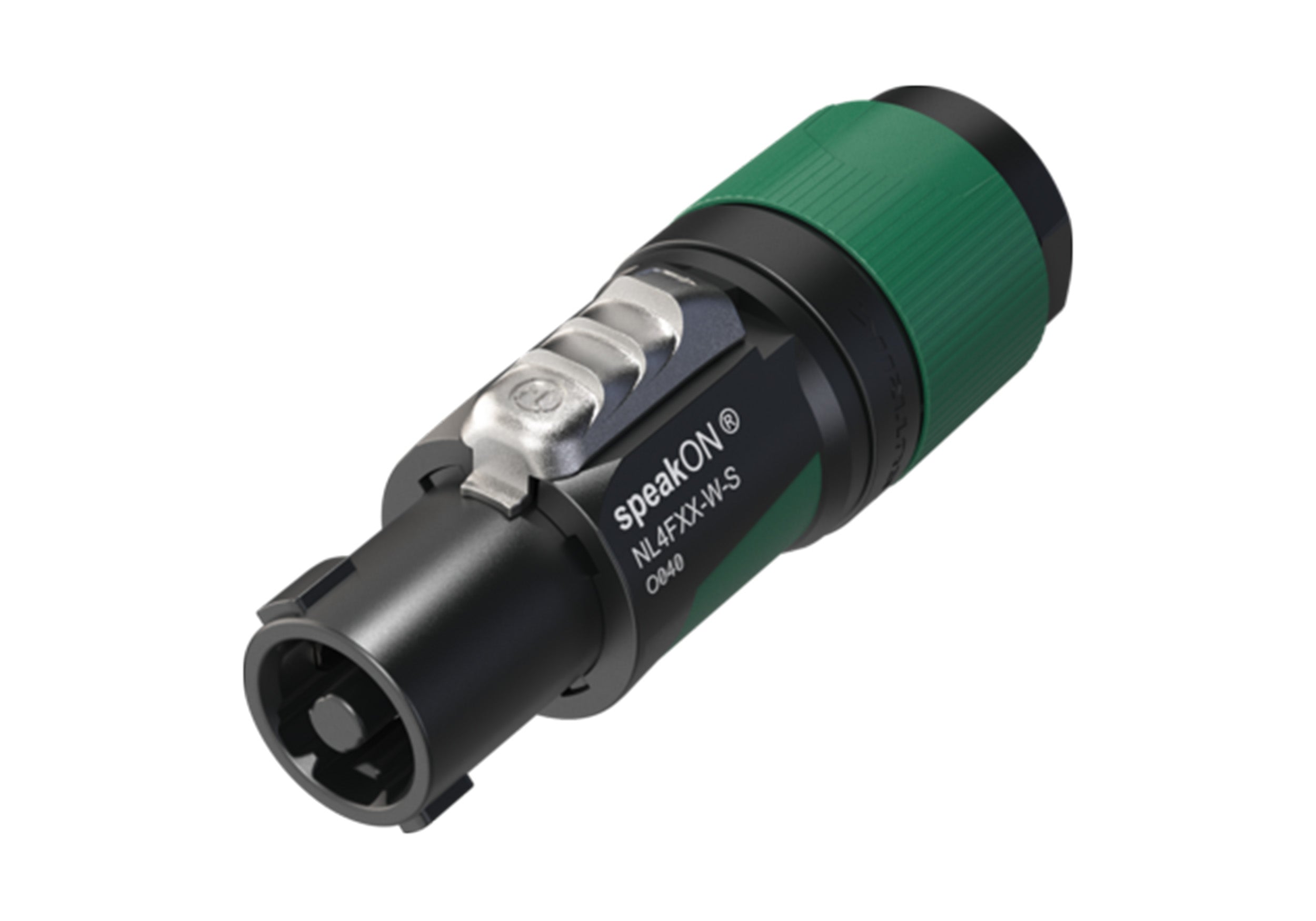 Neutrik NL4FXX-W-S 4-Pole speakON Connector - Professional Locking Cable End for 6-12mm Cables - Green by Neutrik