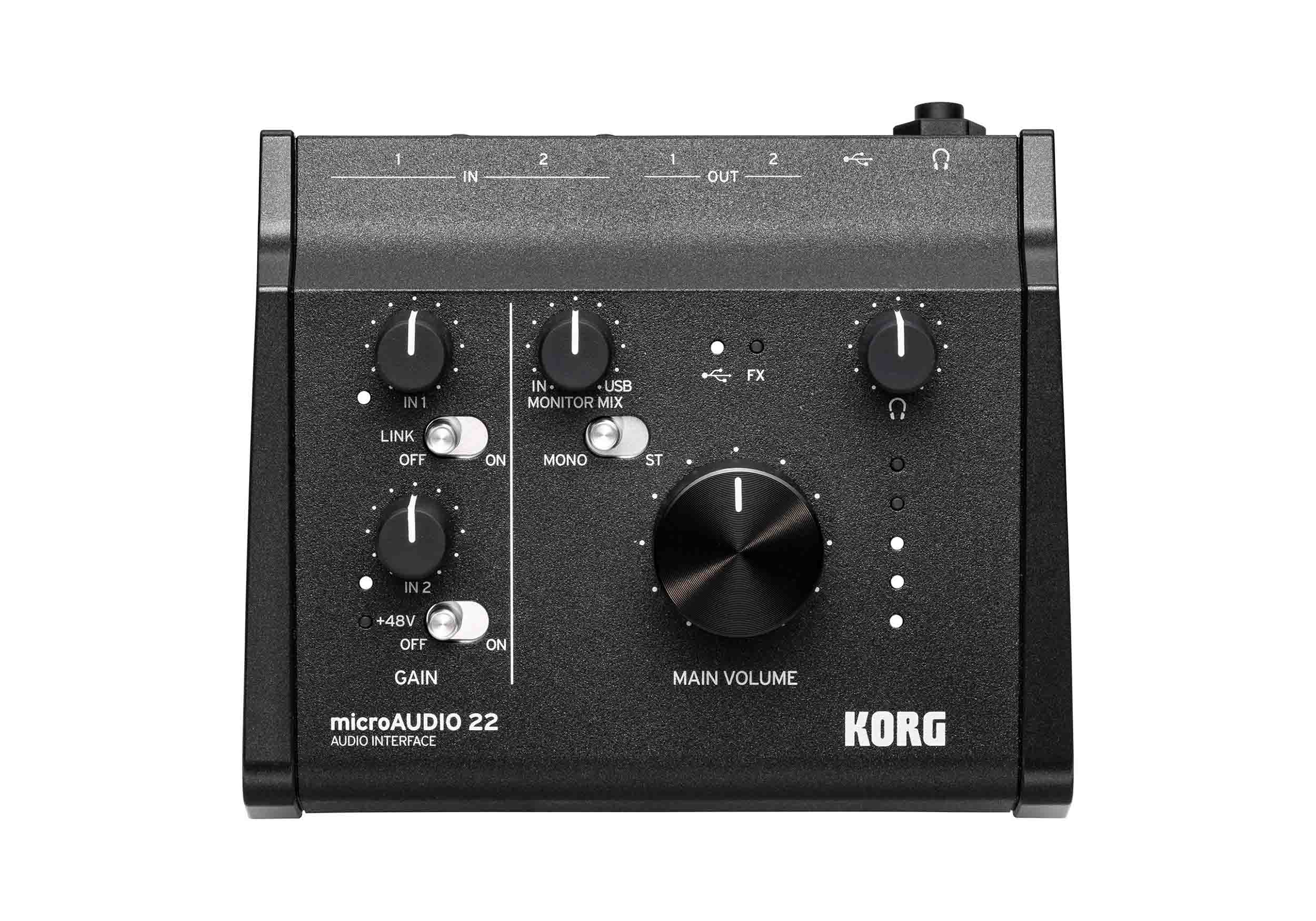 Korg microAUDIO 22, 2x2 USB-C Audio Interface - Black by Korg