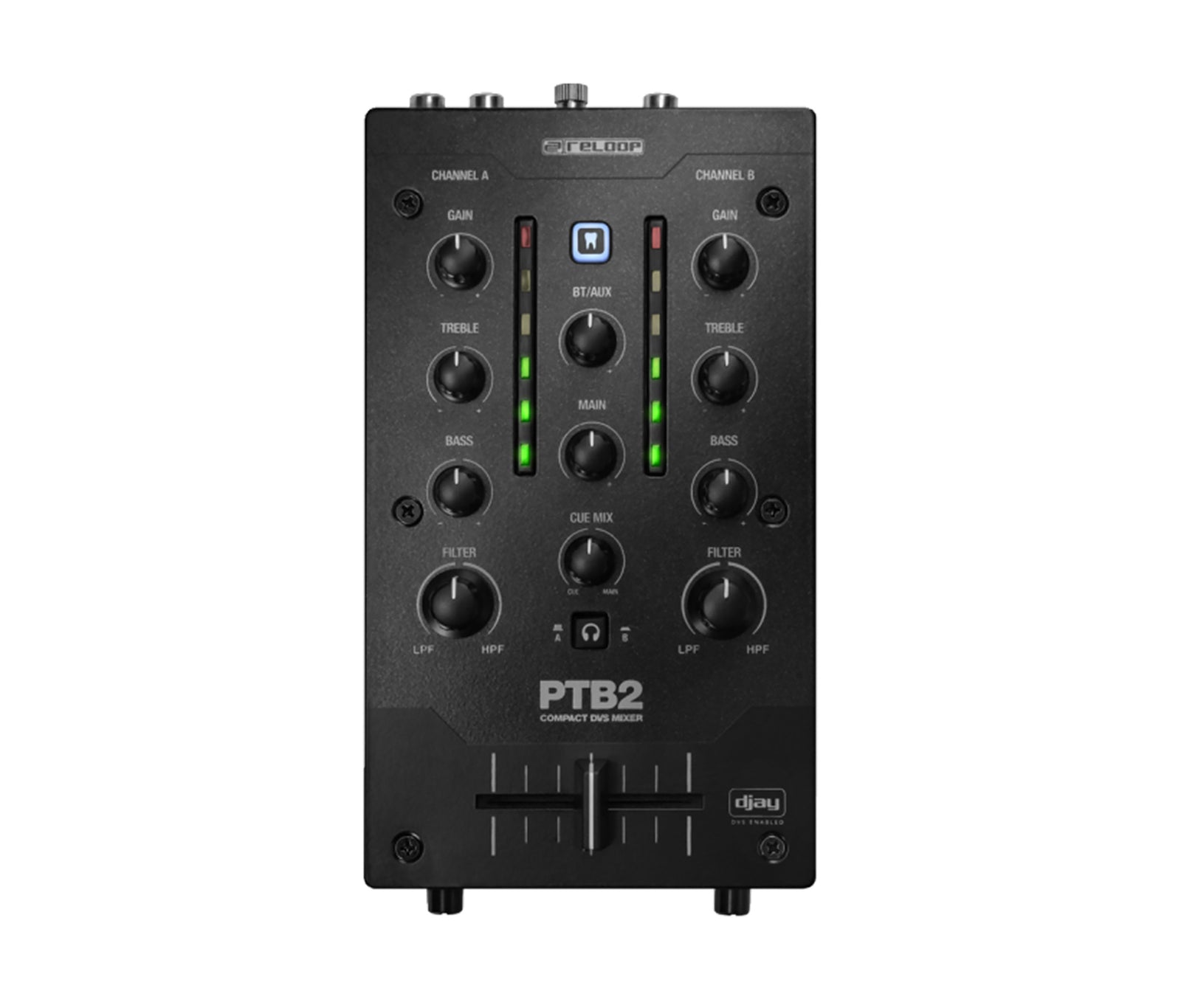Reloop PTB-2 Portable and Compact 2+1-Channel DJ Mixer with Bluetooth Interface by Reloop