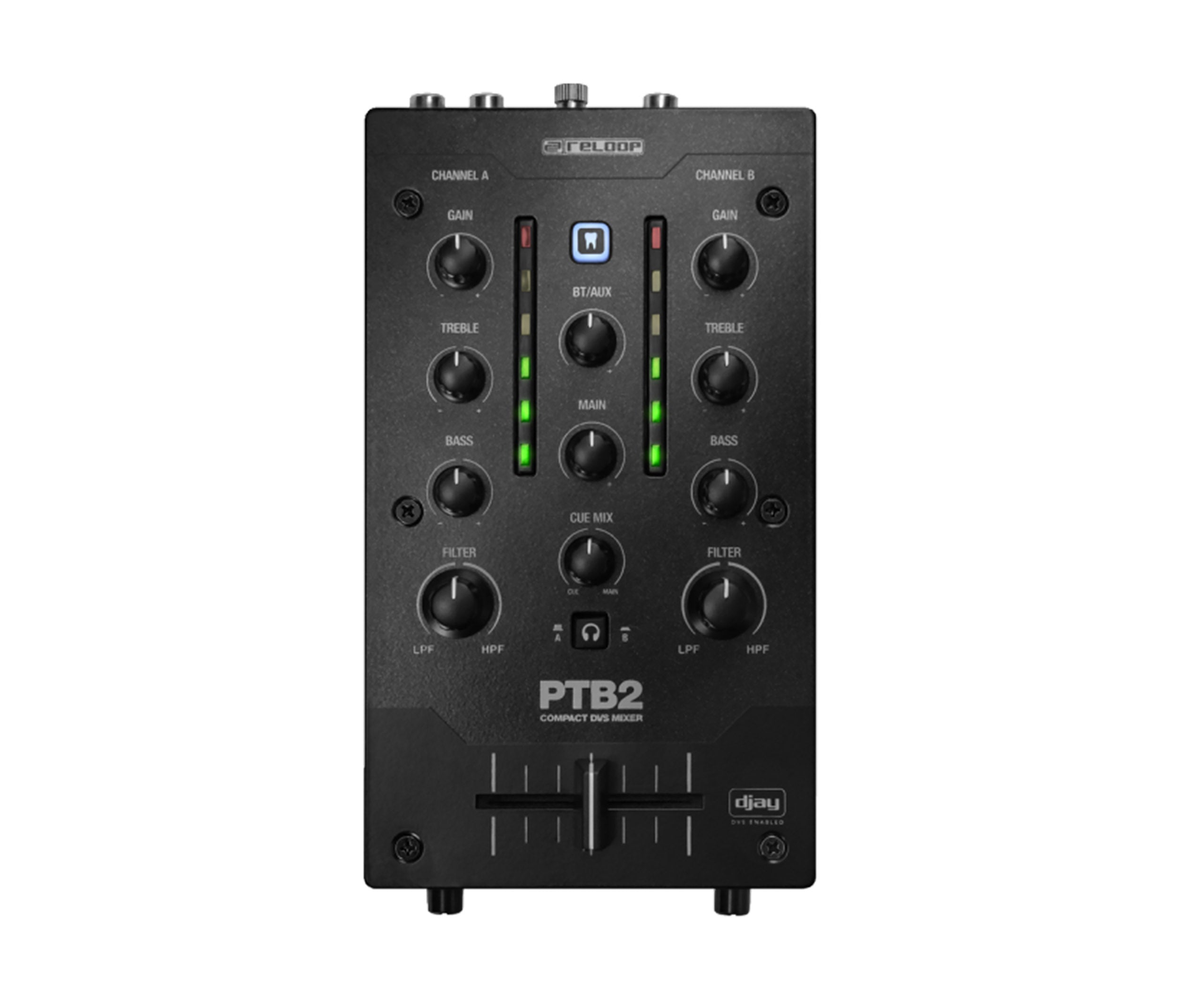 Reloop PTB-2 Portable and Compact 2+1-Channel DJ Mixer with Bluetooth Interface by Reloop