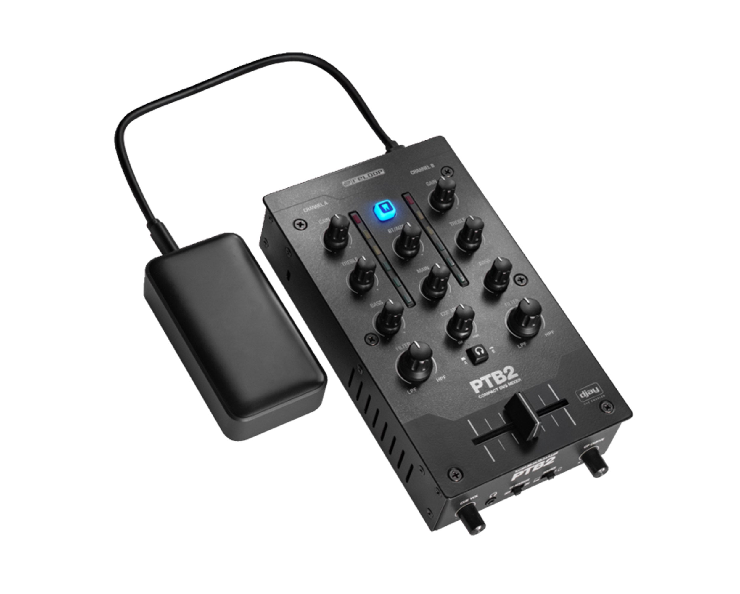 Reloop PTB-2 Portable and Compact 2+1-Channel DJ Mixer with Bluetooth Interface by Reloop