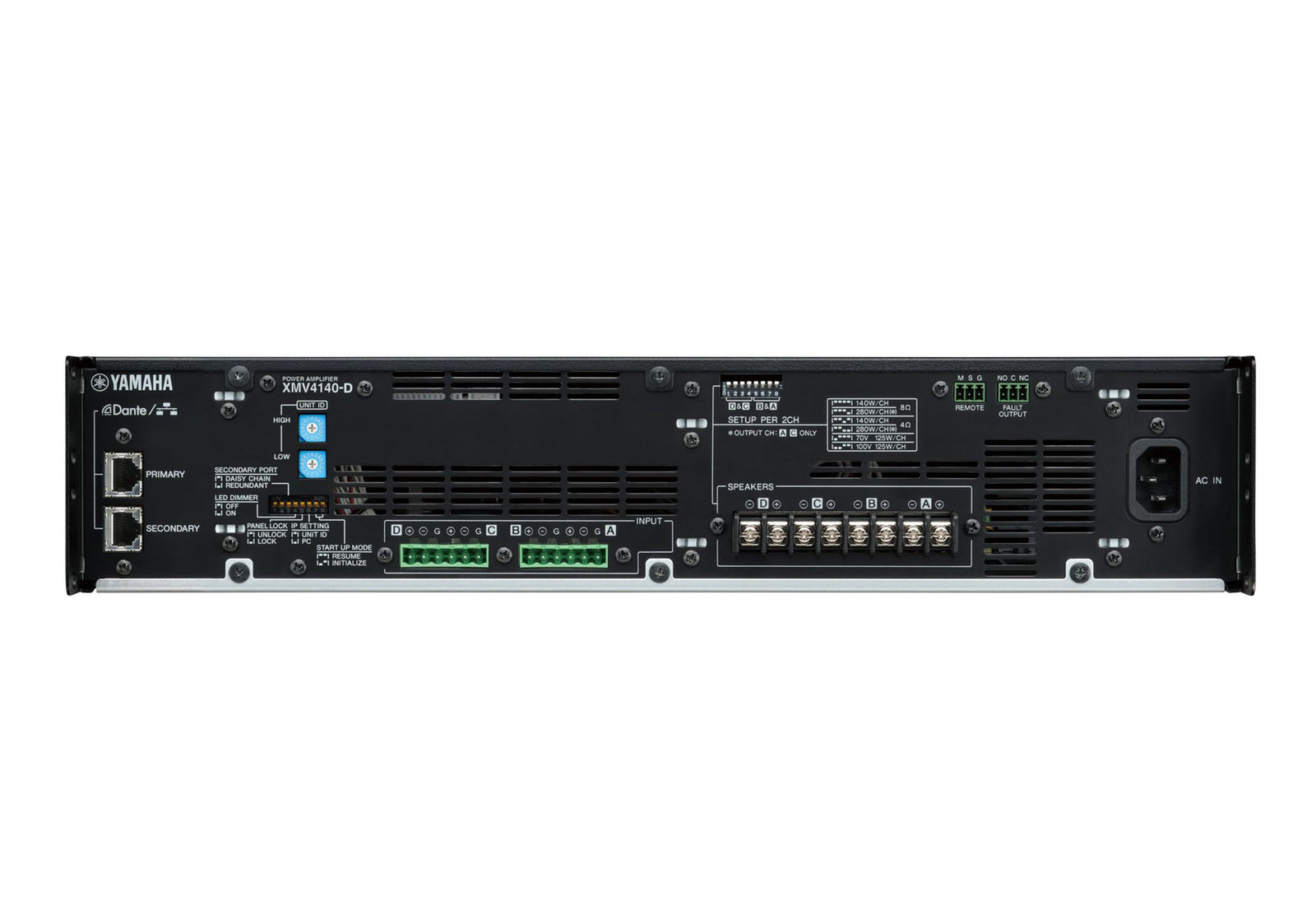Yamaha XMV4140-D 4-Channel Dante-Enabled Powered Amplifier - 560W by Yamaha